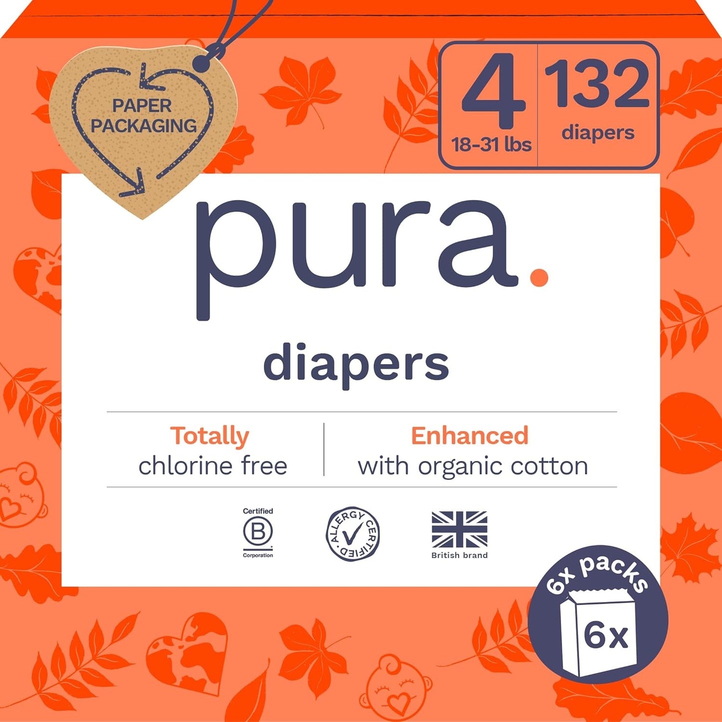 Size 3 Eco-Friendly Diapers (9-20 Lbs) Totally Chlorine Free (Tcf),Hypoallergenic, Soft Organic Cotton, Sustainable, up to 12 Hours Leak Protection, Allergy UK,26 Count (Pack of 3) (78 Baby Diapers)