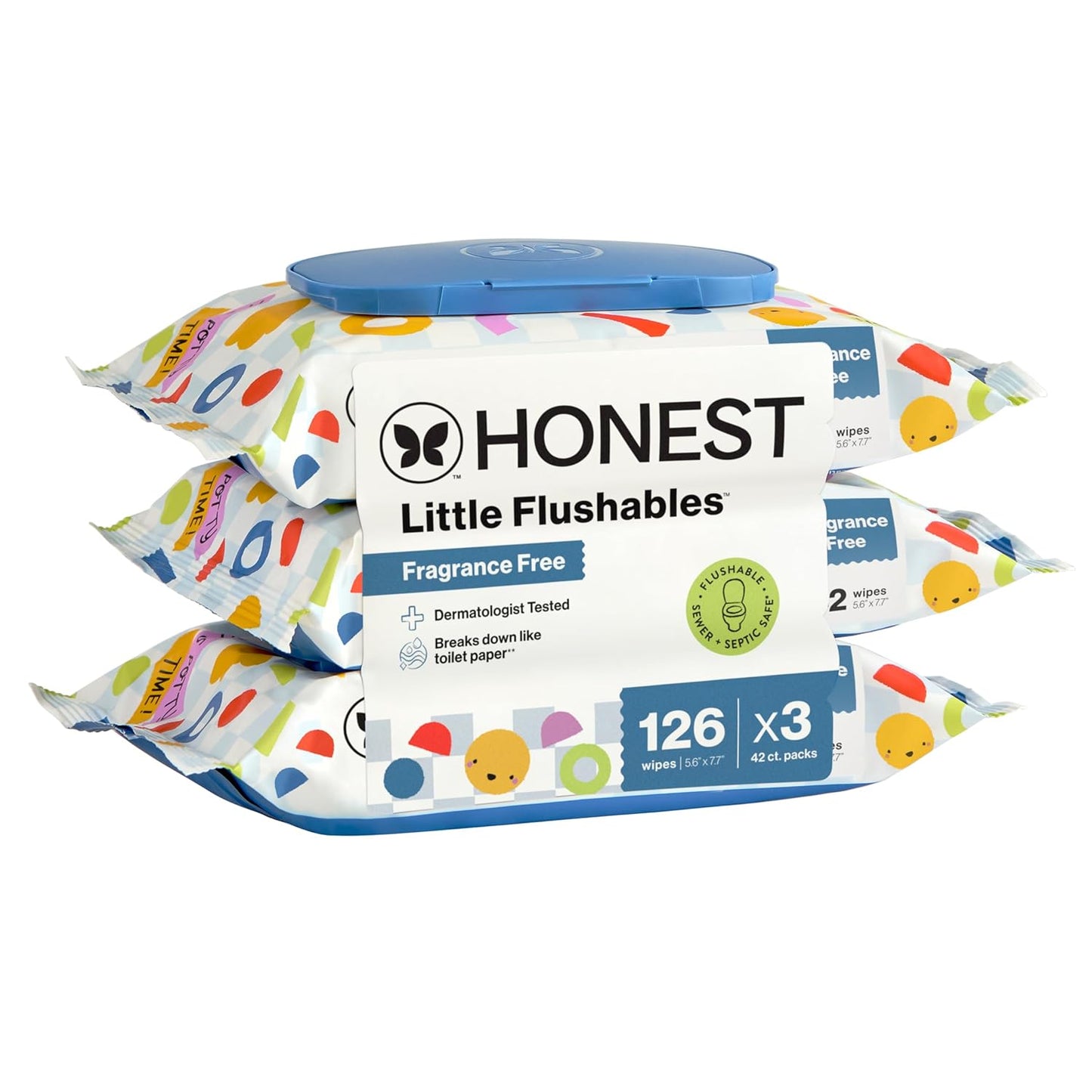 The Honest Company Toddler Hypoallergenic Flushable Wipes, 126 Count