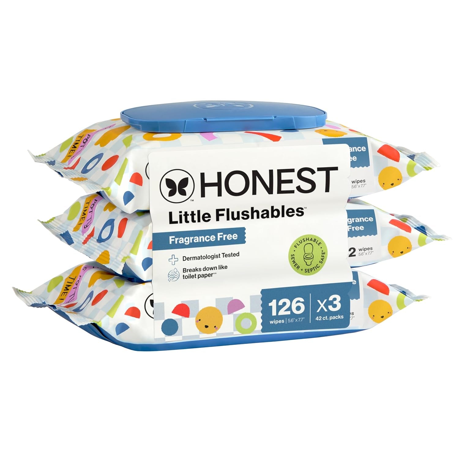 The Honest Company Toddler Hypoallergenic Flushable Wipes, 126 Count