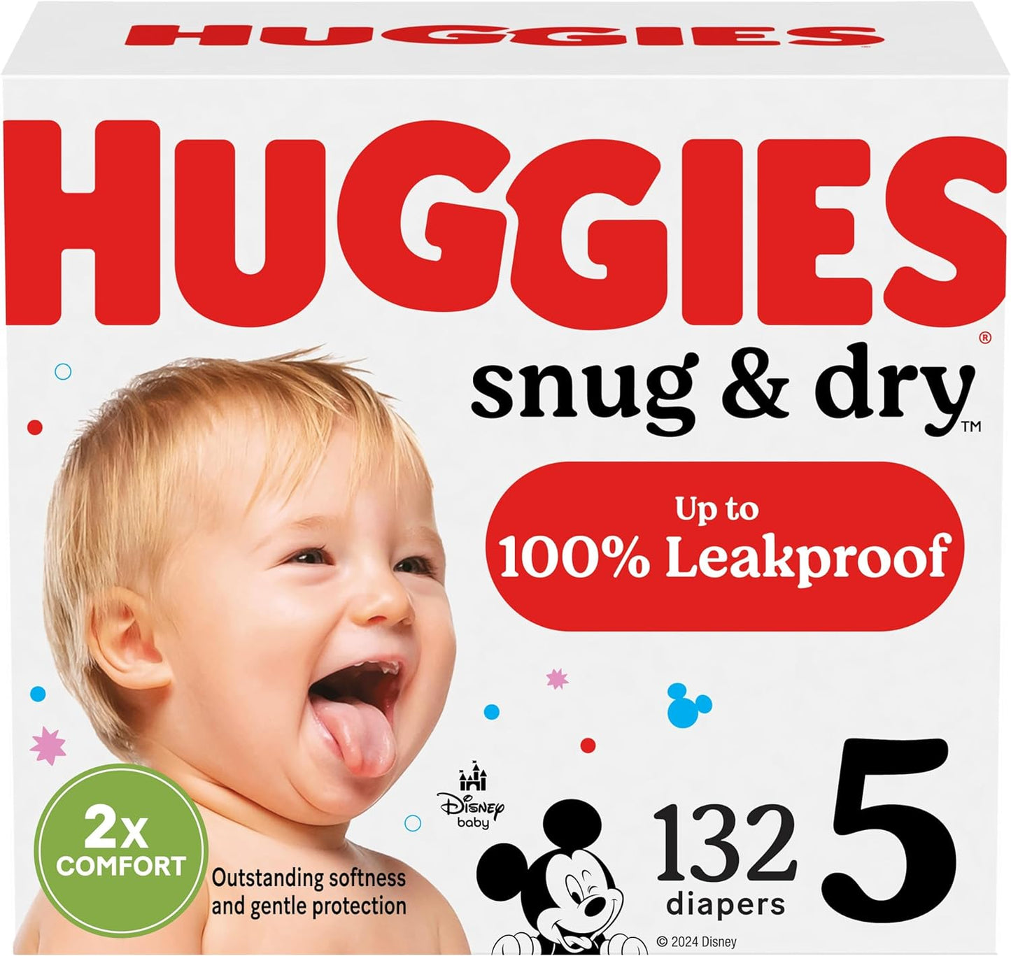 Huggies Size 5 Diapers, Snug & Dry Baby Diapers, Size 5 (27+ Lbs), 132 Count