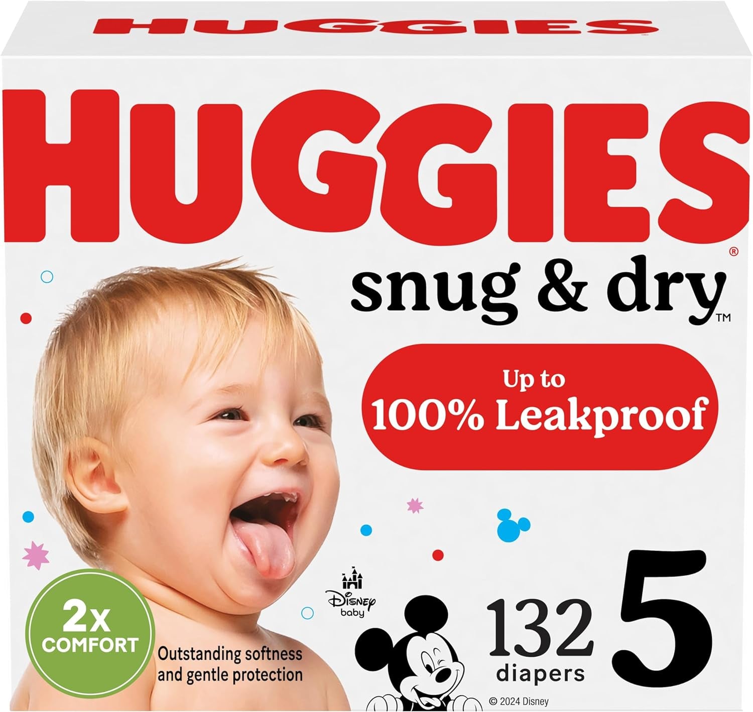 Huggies Size 5 Diapers, Snug & Dry Baby Diapers, Size 5 (27+ Lbs), 132 Count
