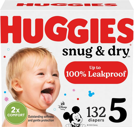 Huggies Size 5 Diapers, Snug & Dry Baby Diapers, Size 5 (27+ Lbs), 132 Count