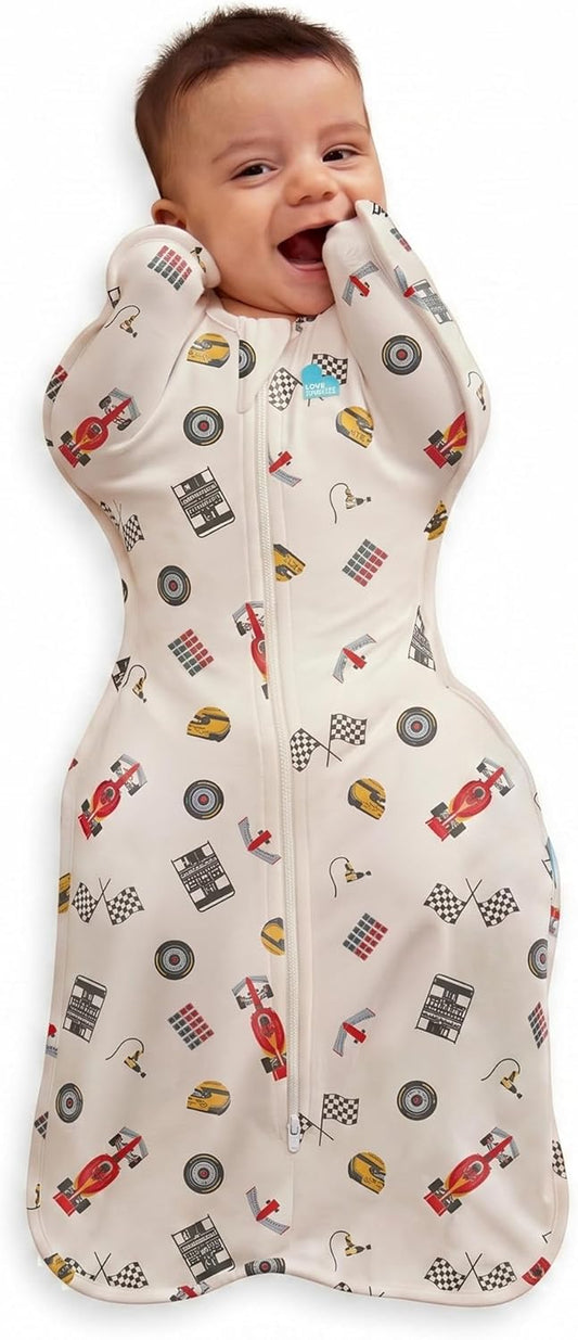 Love to Dream Swaddle UP, Baby Sleep Sack, Self-Soothing Swaddles for Newborns, Improves Sleep, Snug Fit Helps Calm Startle Reflex, New Born Essentials for Baby, 1.0 TOG, 5-8.5 Lbs, Dream Racer