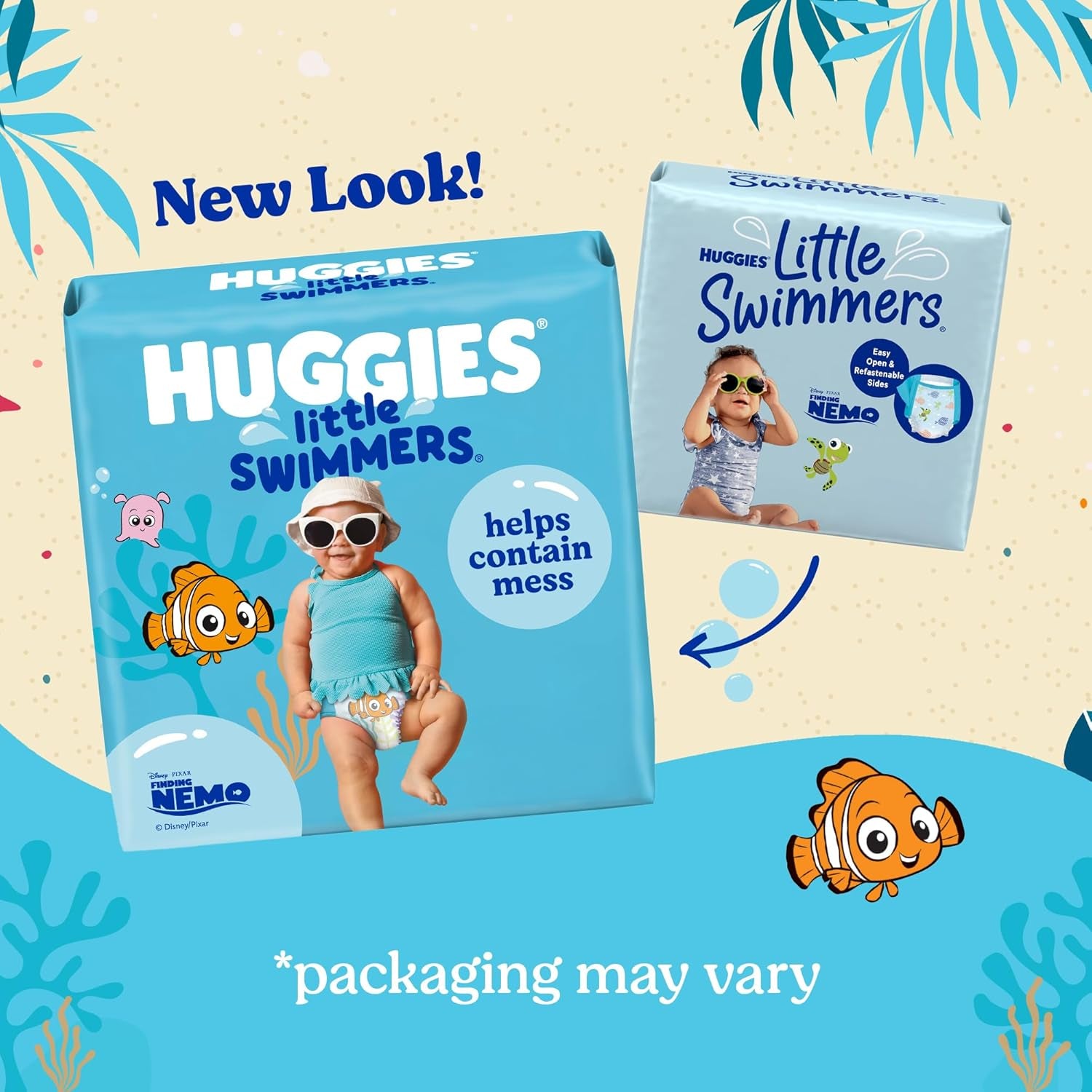 Huggies Little Swimmers Disposable Swim Diapers, Size 5-6 (32+ Lbs), 34 Ct (2 Packs of 17), Packaging May Vary