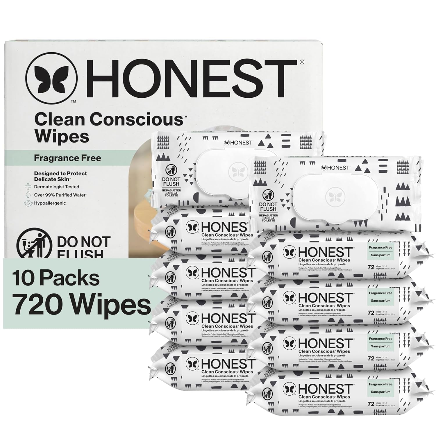 The Honest Company Hypoallergenic Multi-Use Baby Wipes for Sensitive Baby Skin, Rose Blossom, 60 Count