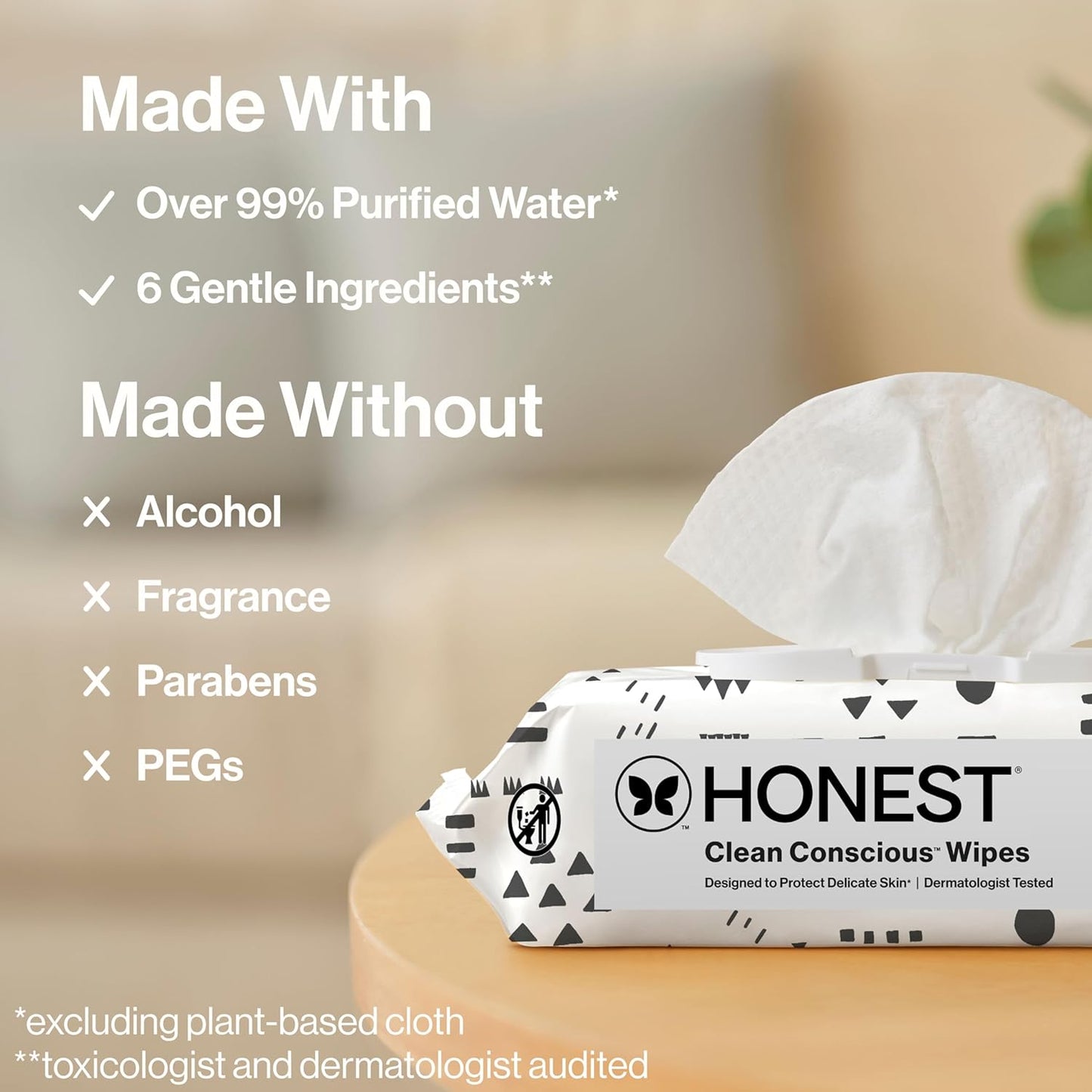 The Honest Company Clean Conscious Unscented Wipes | over 99% Water, Compostable, Plant-Based, Baby Wipes | Hypoallergenic for Sensitive Skin, EWG Verified | Rose Blossom, 72 Count (Pack of 3)