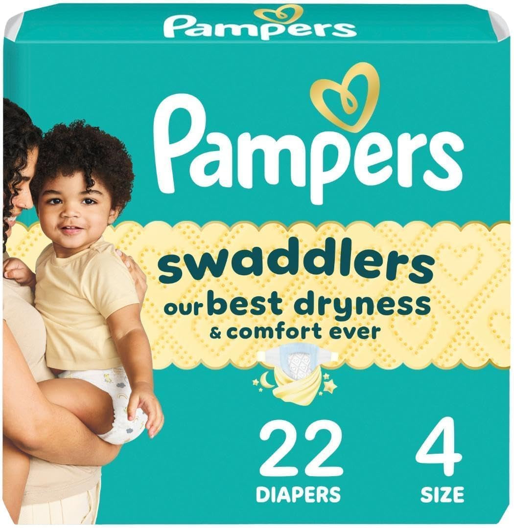 Pampers Swaddlers Diapers, Size 4 (15-34 Lbs), 22 Count, Absorbent, Keeps Baby Dry and Comfortable, Skin Safe Disposable Baby Diaper (Packaging May Vary)
