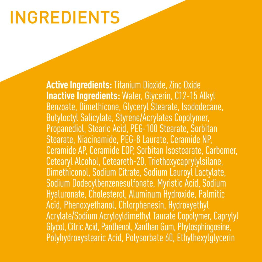 CeraVe 100% Mineral Sunscreen Face SPF 30 Niacinamide Travel Size 2.5 oz