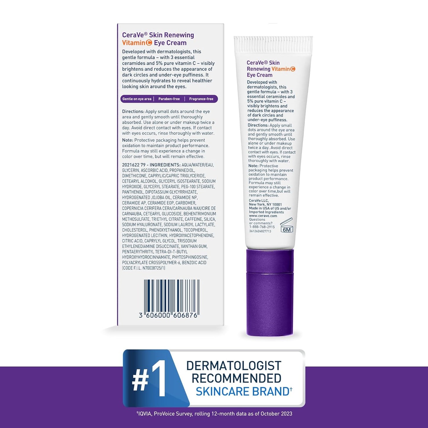 CeraVe Skin Renewing Vitamin C Eye Cream Dark Circles Puffiness 0.5 oz New