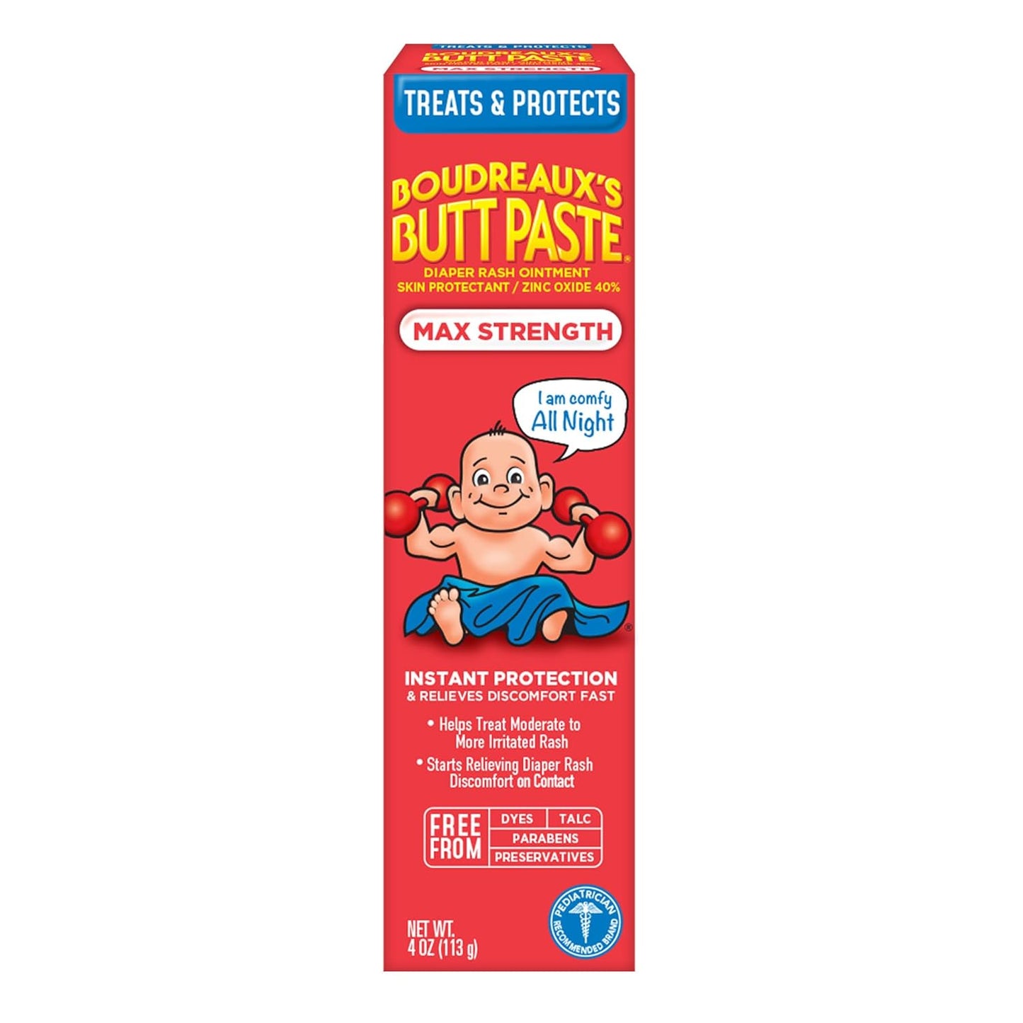 Boudreaux'S Butt Paste Maximum Strength Diaper Rash Cream, Ointment | for Baby | 4 Oz Tube | Pack of 3