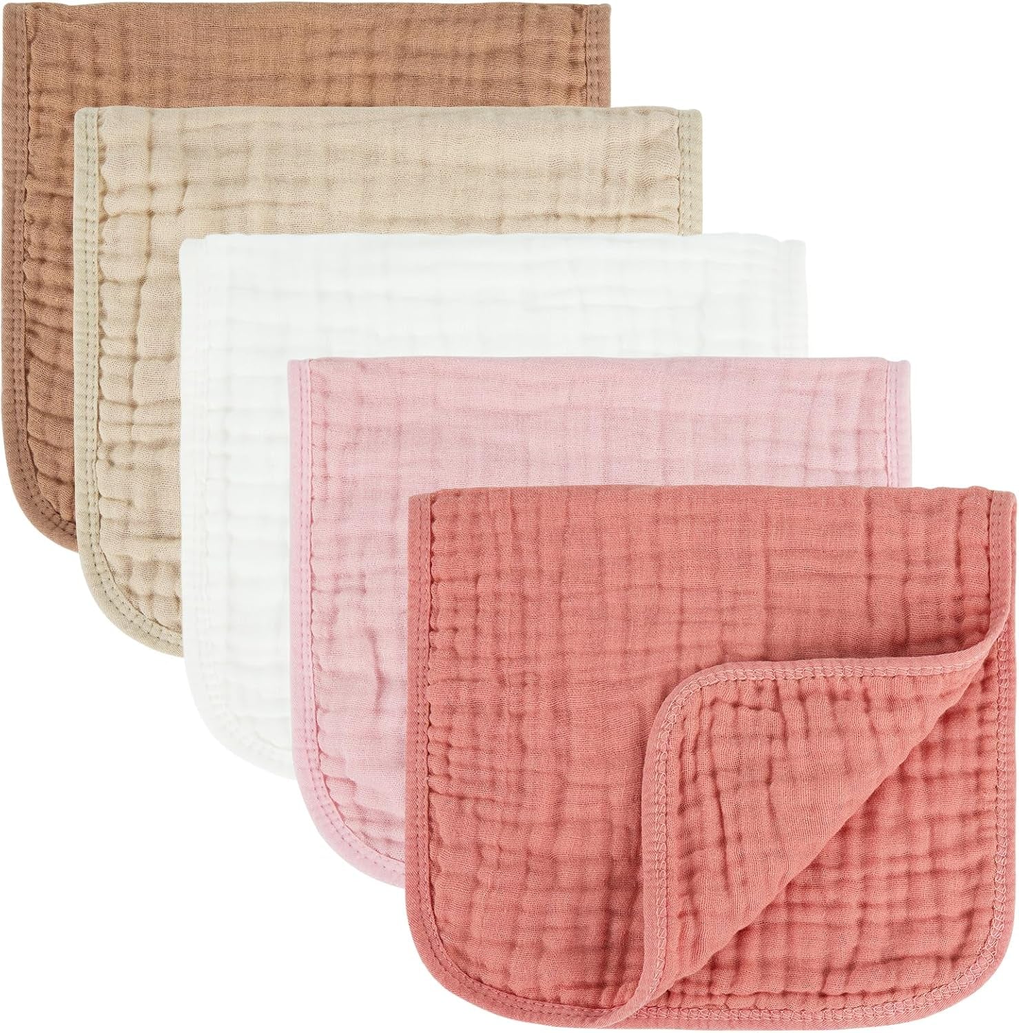 MIGIOL Baby Burp Cloth 100% Cotton Newborn Cotton Muslin Burp Cloth 10X20 Inches (White & Green 6 Pieces)