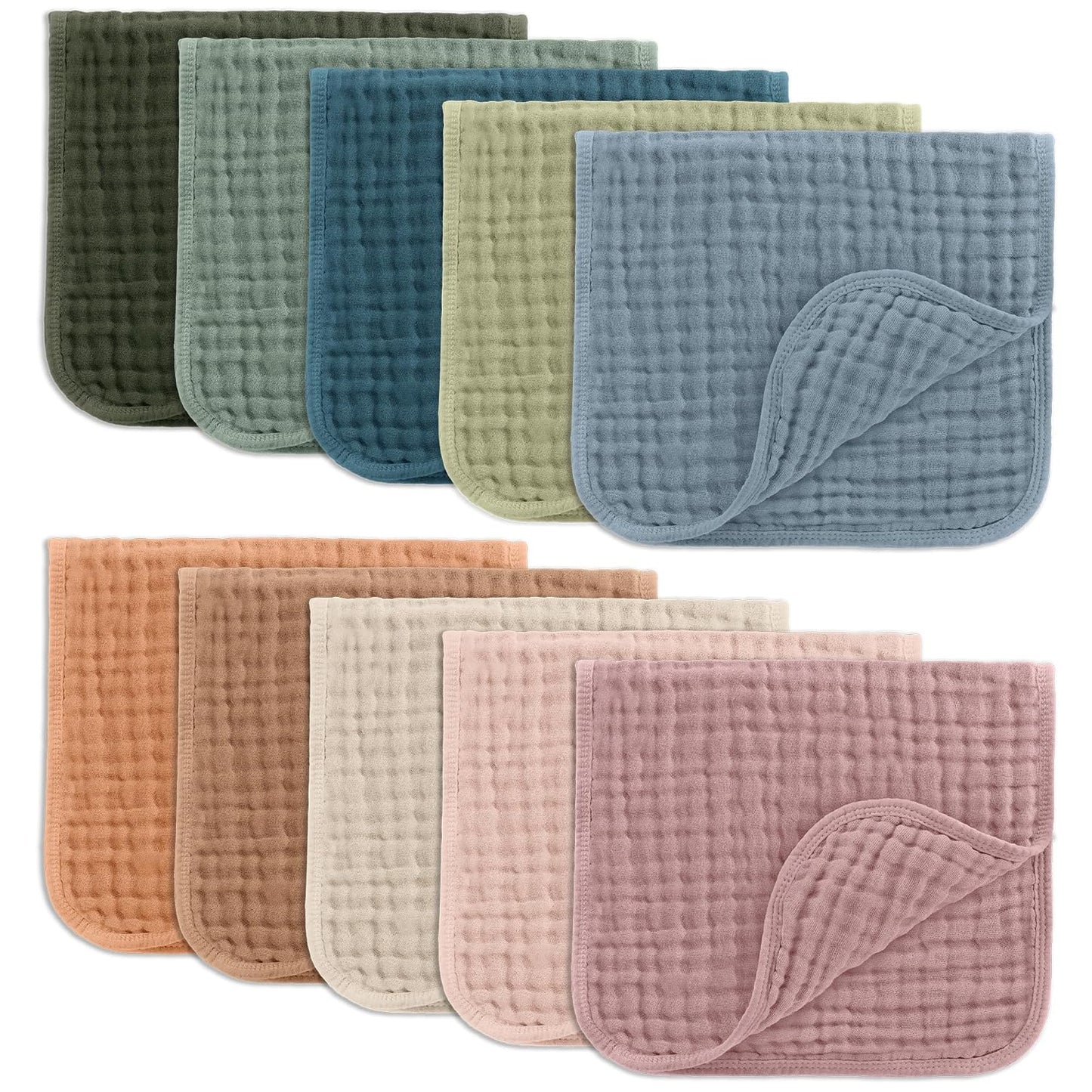 Comfy Cubs Muslin Burp Cloths 20" X 10", Pack of 6 - Large, 6-Layer, Ultra Absorbent 100% Cotton for Baby Drool and Messes - Soft, Safe & Gentle Baby Burp Cloths Set for Boys & Girls - Neptune