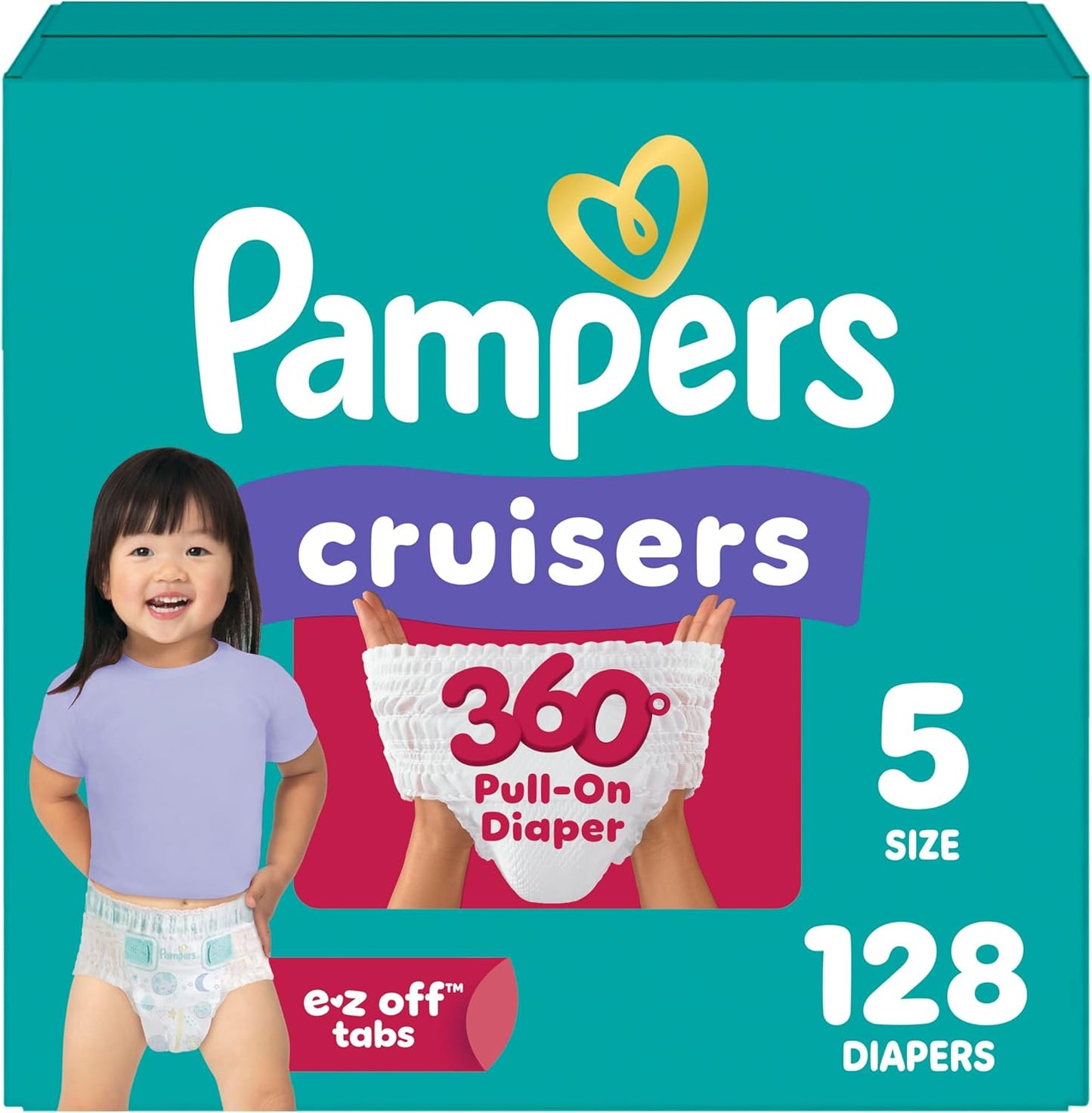 Pampers Diapers - Cruisers 360 - Size 6, 104 Count, Babyproof up to 100% Leakproof Pull-On Diaper