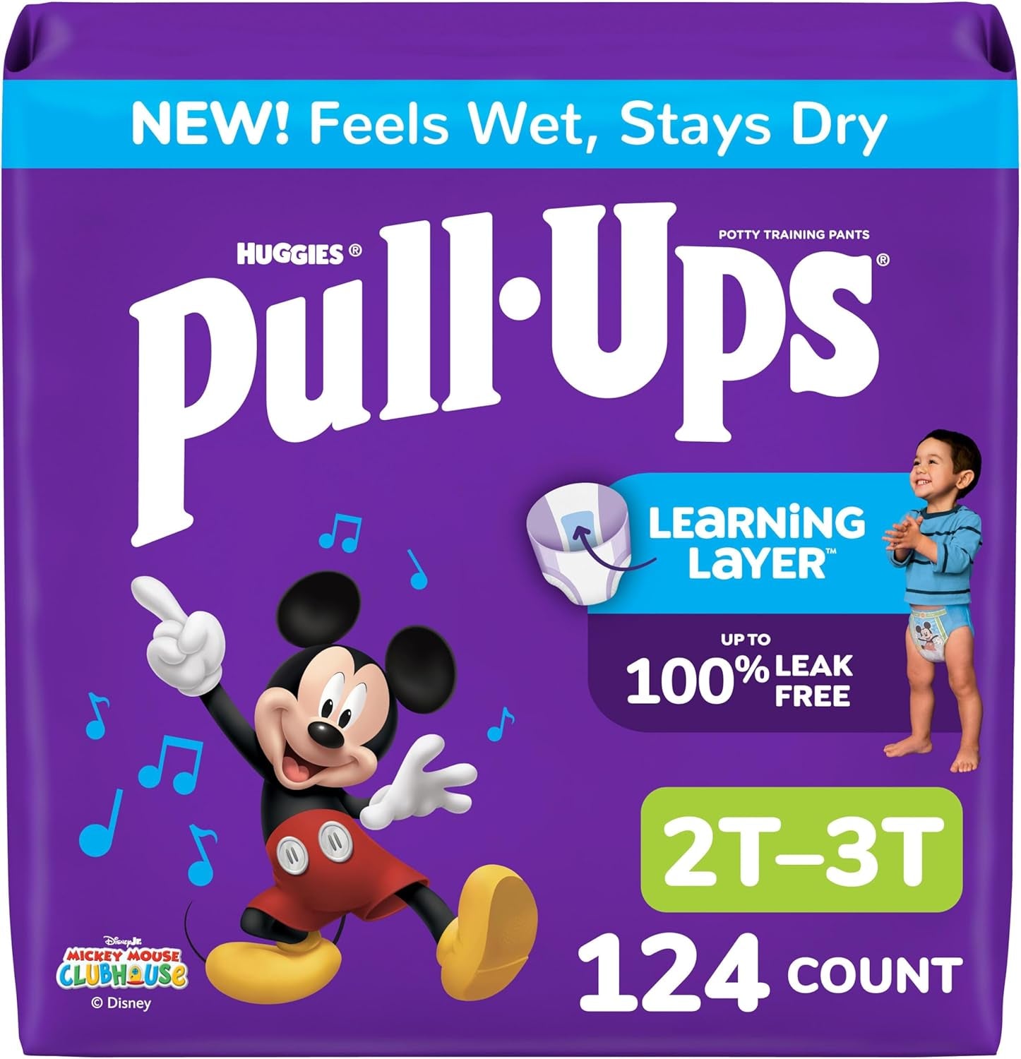 Pull-Ups Boys' Potty Training Pants, Size 2T-3T Training Underwear (16-34 Lbs), 124 Count