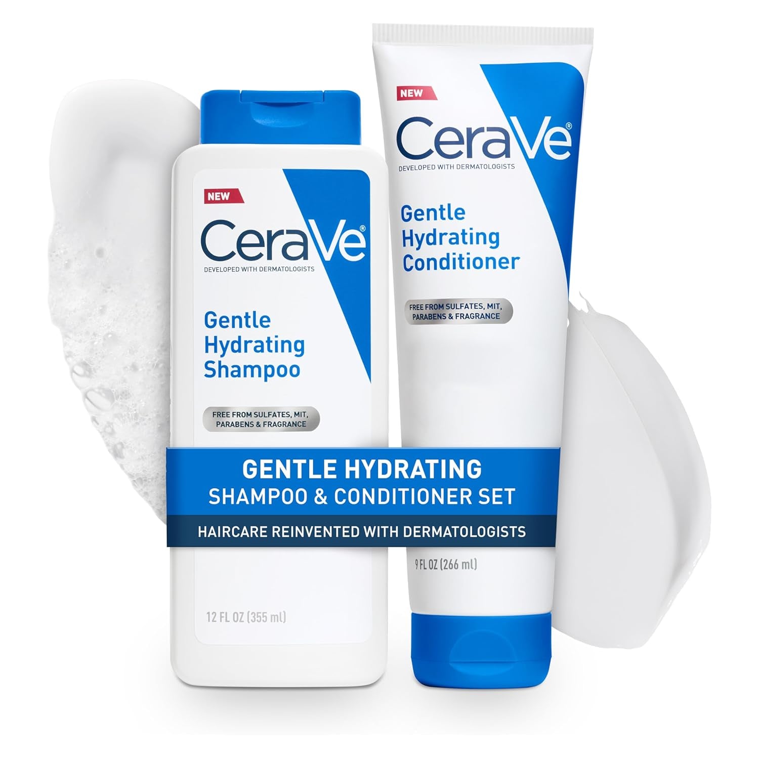 CeraVe Gentle Hydrating Shampoo and Conditioner Set Hair Scalp Care 12oz Duo displaying gentle hydrating shampoo and conditioner set.