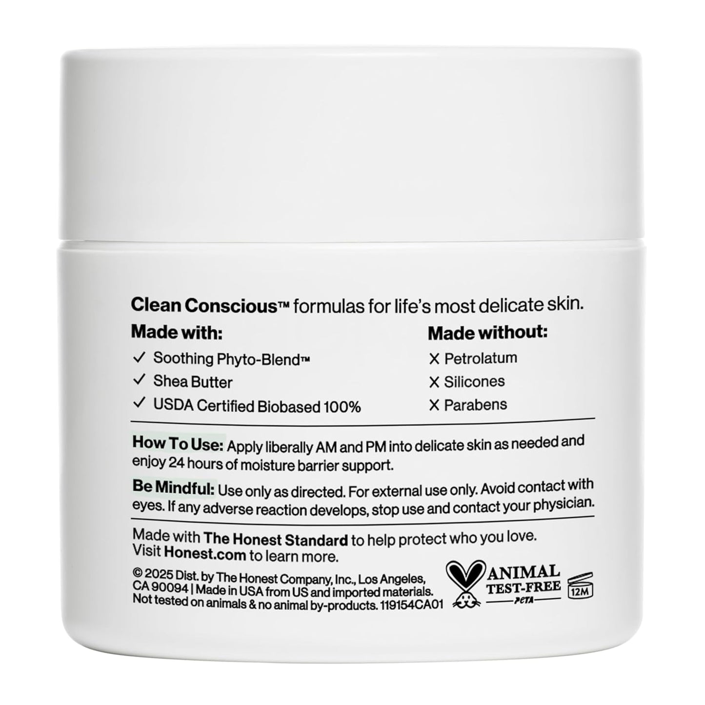 The Honest Company Sensitive Skin Rich Cream, Shea Butter, Blend of Bisabolol + Ginger Root Extract, Safe for Baby'S Sensitive Skin, Dermatologist Tested, Hypoallergenic, Fragrance Free, EWG Verified