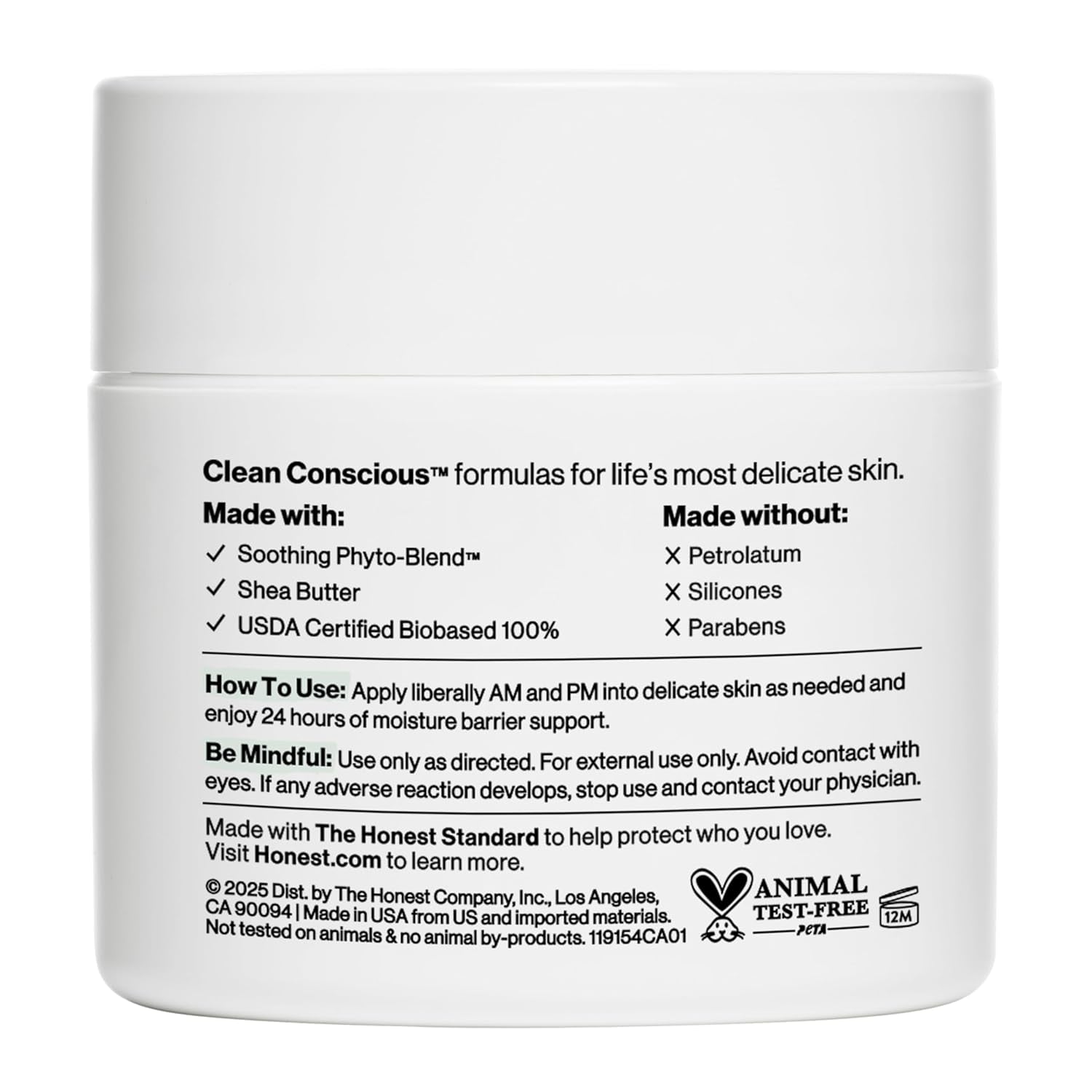 The Honest Company Sensitive Skin Rich Cream, Shea Butter, Blend of Bisabolol + Ginger Root Extract, Safe for Baby'S Sensitive Skin, Dermatologist Tested, Hypoallergenic, Fragrance Free, EWG Verified