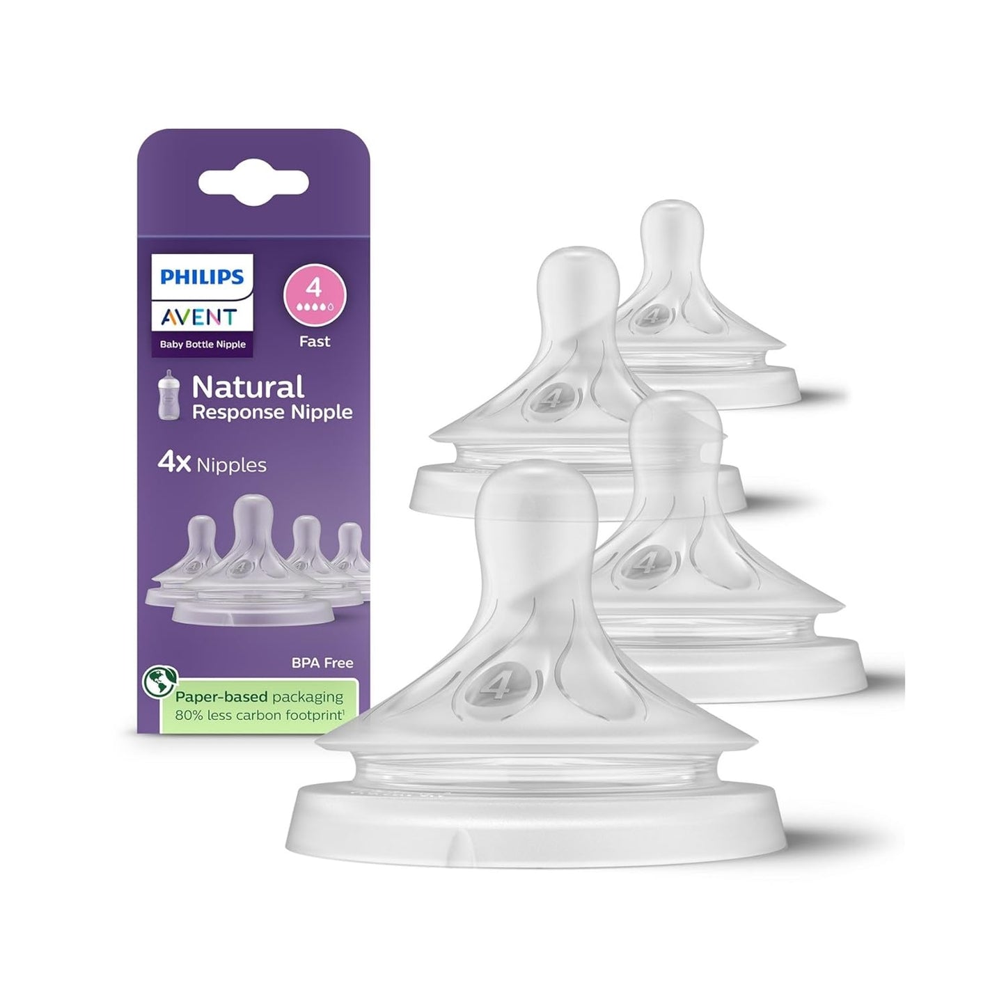 Philips Avent Natural Response Nipples, Extra Slow Flow (Flow 1), 4-Pack, SCY961/44
