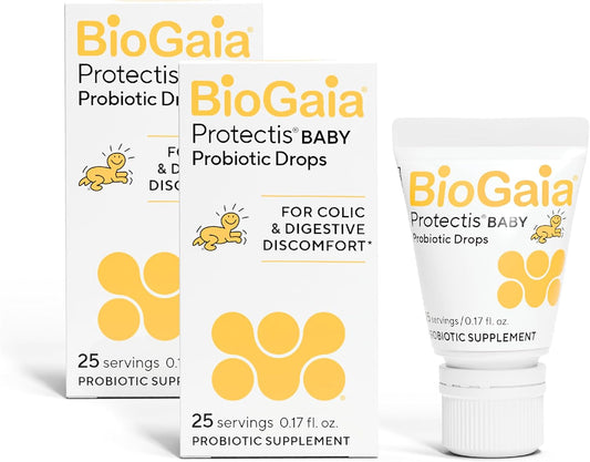 Biogaia Protectis Baby Probiotic Drops | Baby Essentials for Colic & Gas Relief | Safe for Newborns | Ease Crying, Fussing, Colic, Gas, Spit-Ups & Constipation | No Dairy, Soy & Gluten | 5Ml (2-Pack)