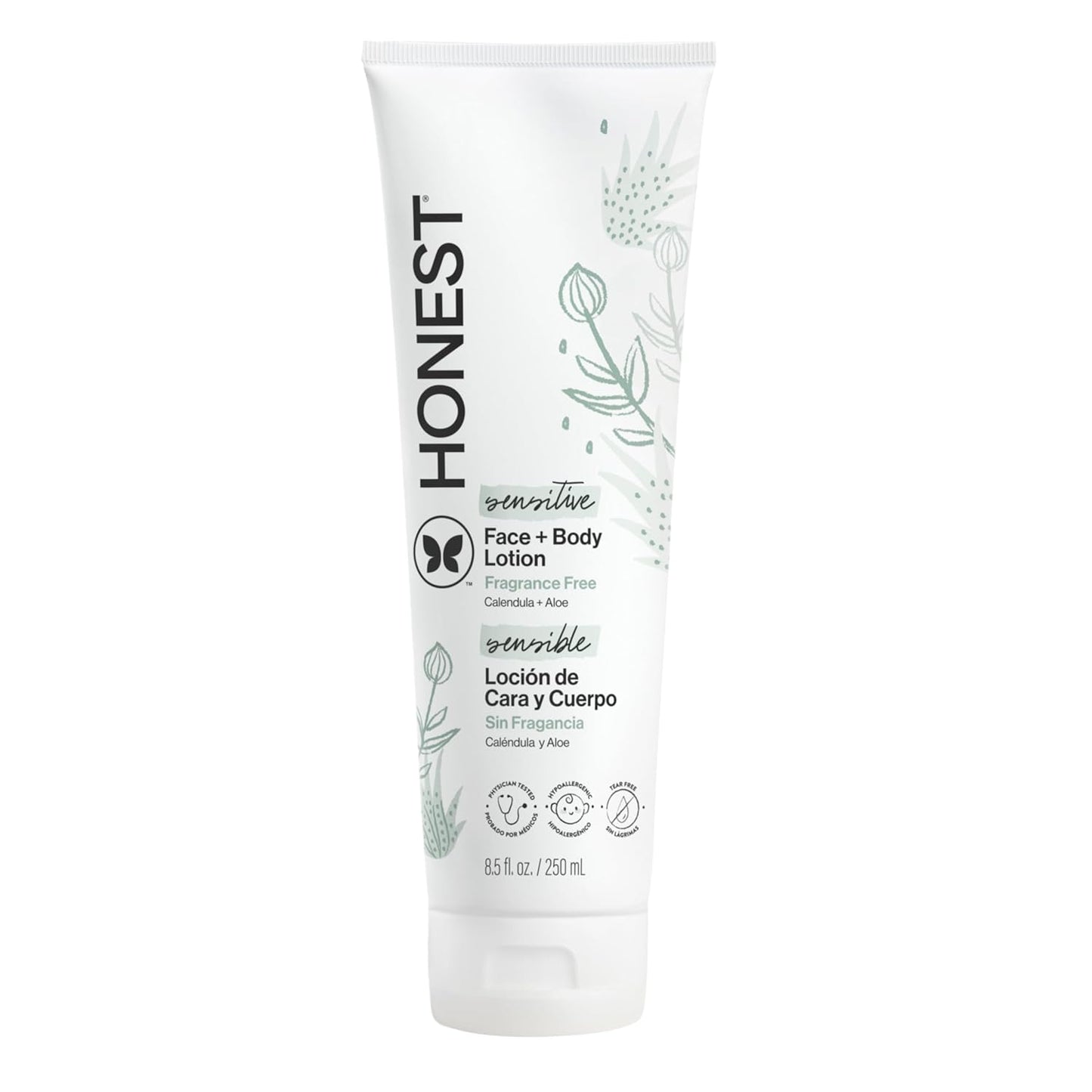 The Honest Company Hydrating Face and Body Lotion, Fast Absorbing, Naturally Derived, Hypoallergenic, Fragrance-Free, Sensitive, 8.5 Fl Oz