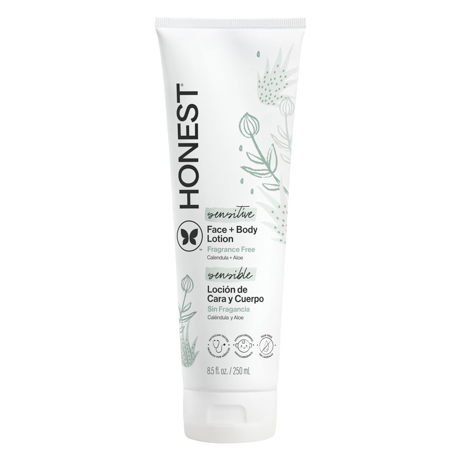 The Honest Company Hydrating Face and Body Lotion, Fast Absorbing, Naturally Derived, Hypoallergenic, Fragrance-Free, Sensitive, 8.5 Fl Oz