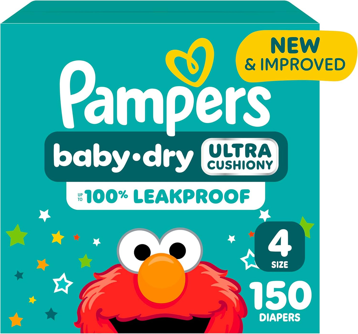 Pampers Diapers - Baby Dry - Size 4, 150 Count, Absorbent Disposable Infant Diaper (Packaging May Vary)