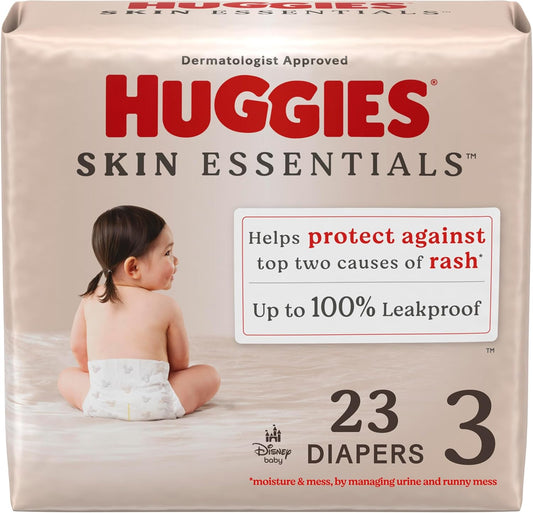 Huggies Size 3 Diapers, Skin Essentials Baby Diapers, Size 3 (16-28 Lbs), 23 Count, Packaging May Vary