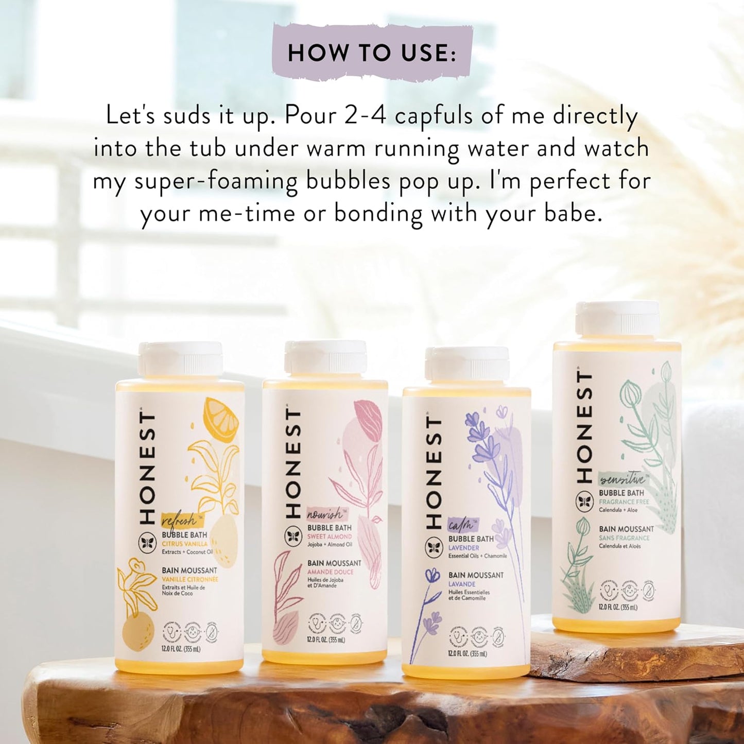 The Honest Company Foaming Bubble Bath Refill Carton, Gentle for Baby, Naturally Derived, Tear-Free, Hypoallergenic, Citrus Vanilla Refresh, 32 Fl Oz