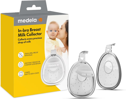 Medela In-Bra Breast Milk Collector, Leak-Proof Wearable Design with Flexible Plug, Anatomic Shape, Made without BPA, Easy to Clean & Dishwasher Safe, 30 Ml Capacity