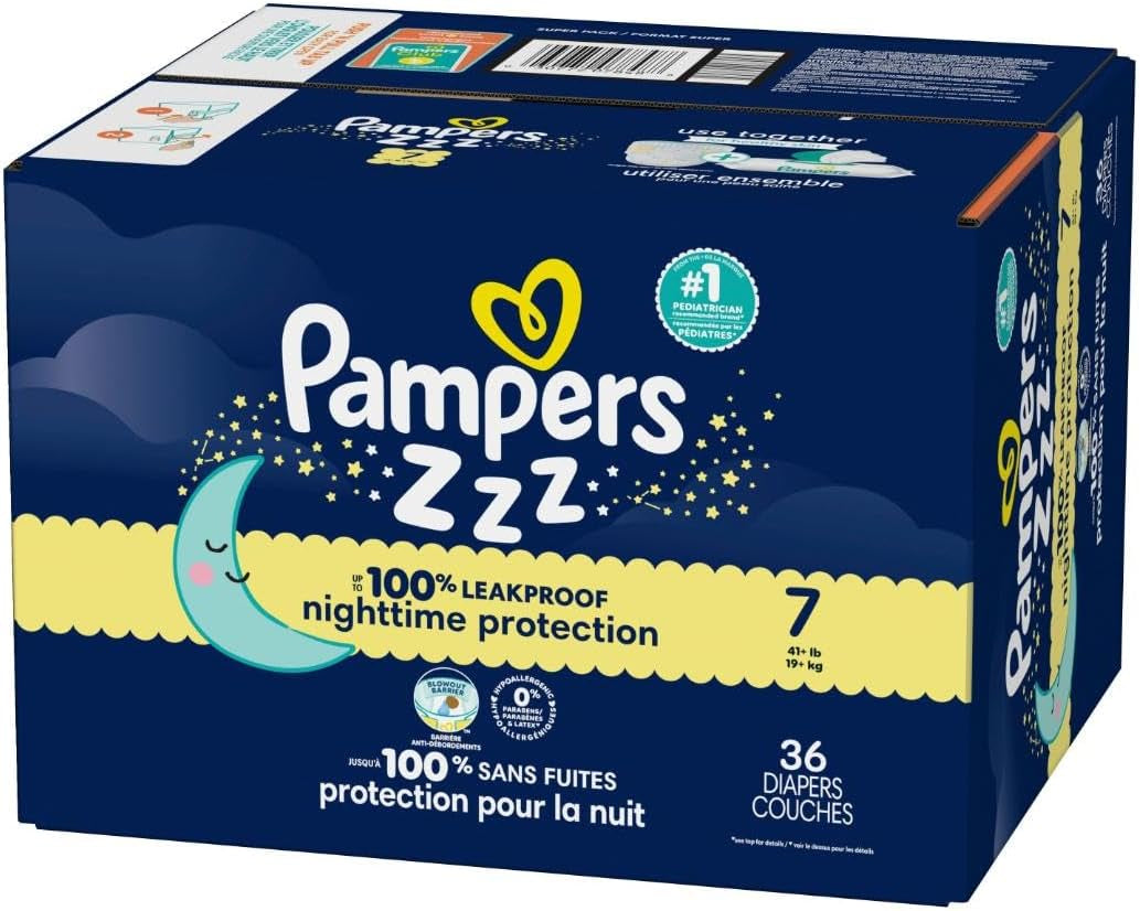 Pampers ZZZ Overnight Diapers, Size 5 (27+ Lbs), 88 Count, Nighttime Protection Disposable Baby Diaper, Night Time Leak and Skin Protection