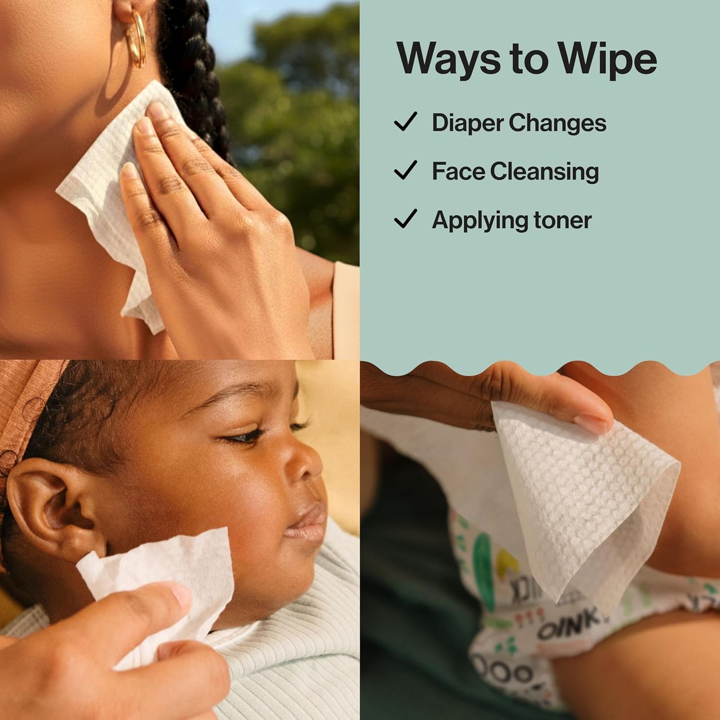 The Honest Company 100% Pure Organic Cotton Dry Wipes, Hypoallergenic, Multi-Use, Baby Facial Cloths, 192 Count