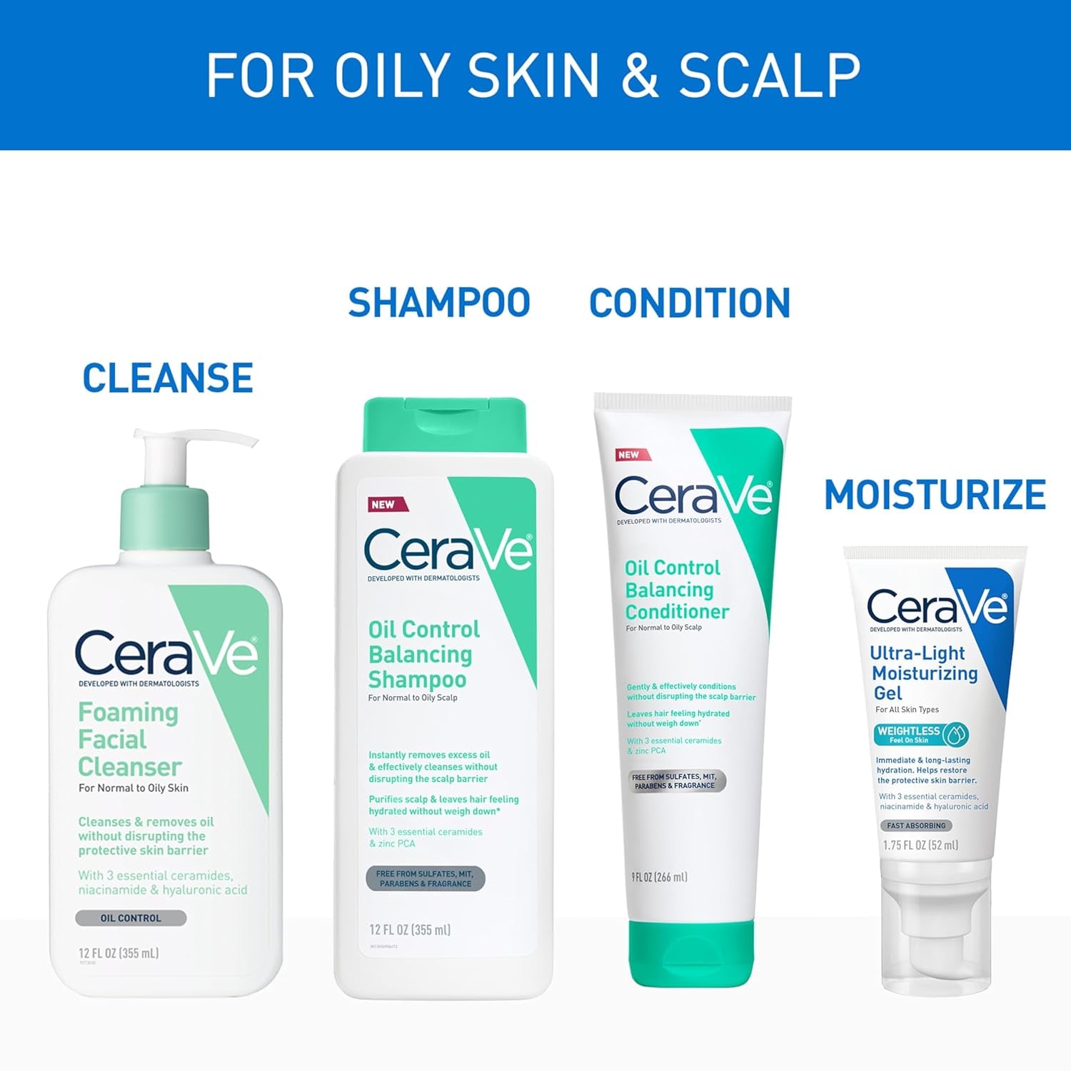 CeraVe Oil Control Balancing Conditioner Hair Hydration Weightless 9 fl oz