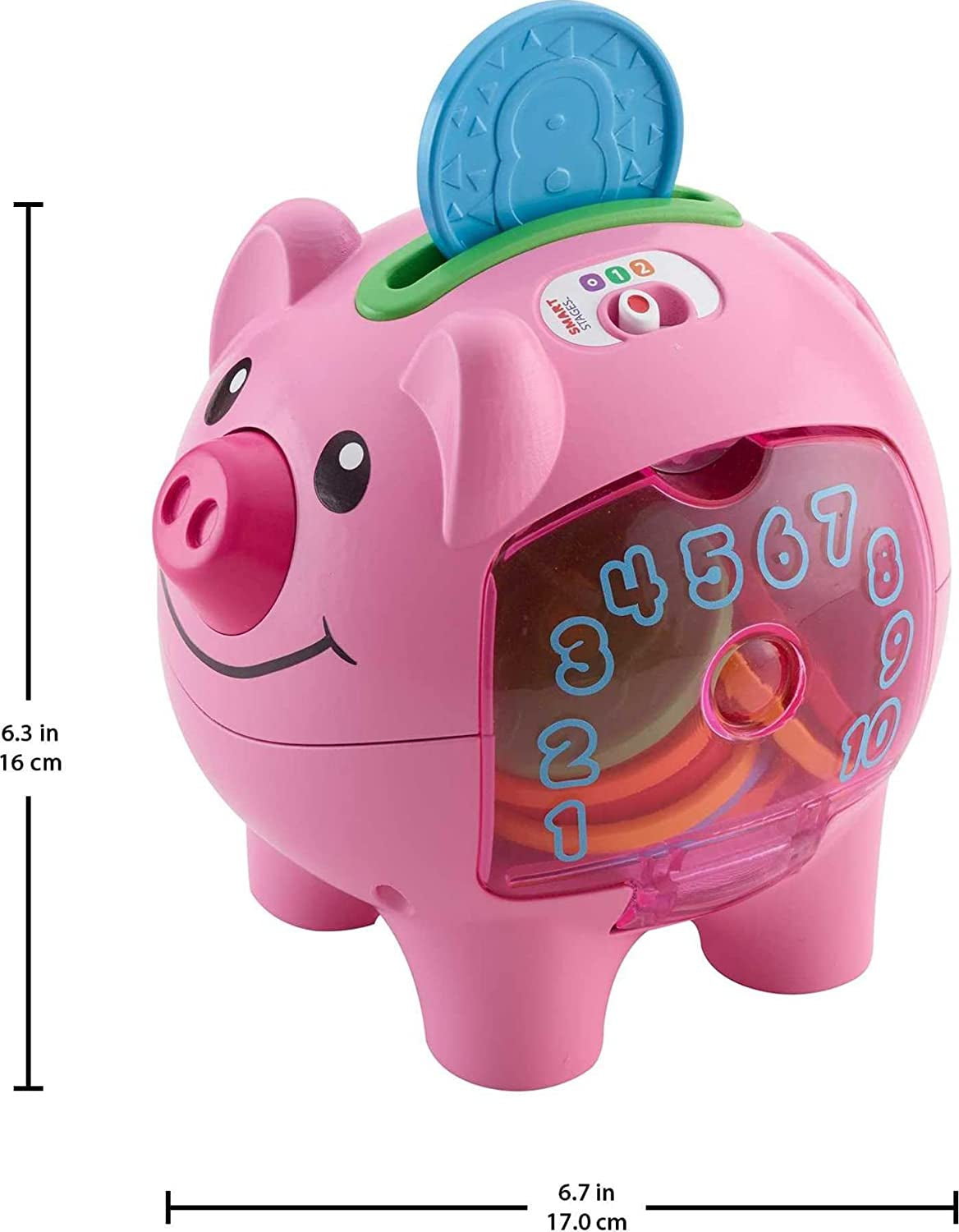 Fisher-Price Baby & Toddler Toy Laugh & Learn Smart Stages Piggy Bank with Educational Songs & Phrases for Infants Ages + Months (Amazon Exclusive)