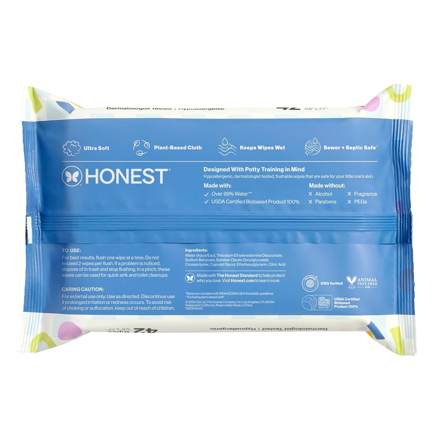 The Honest Company Toddler Hypoallergenic Flushable Wipes, 126 Count
