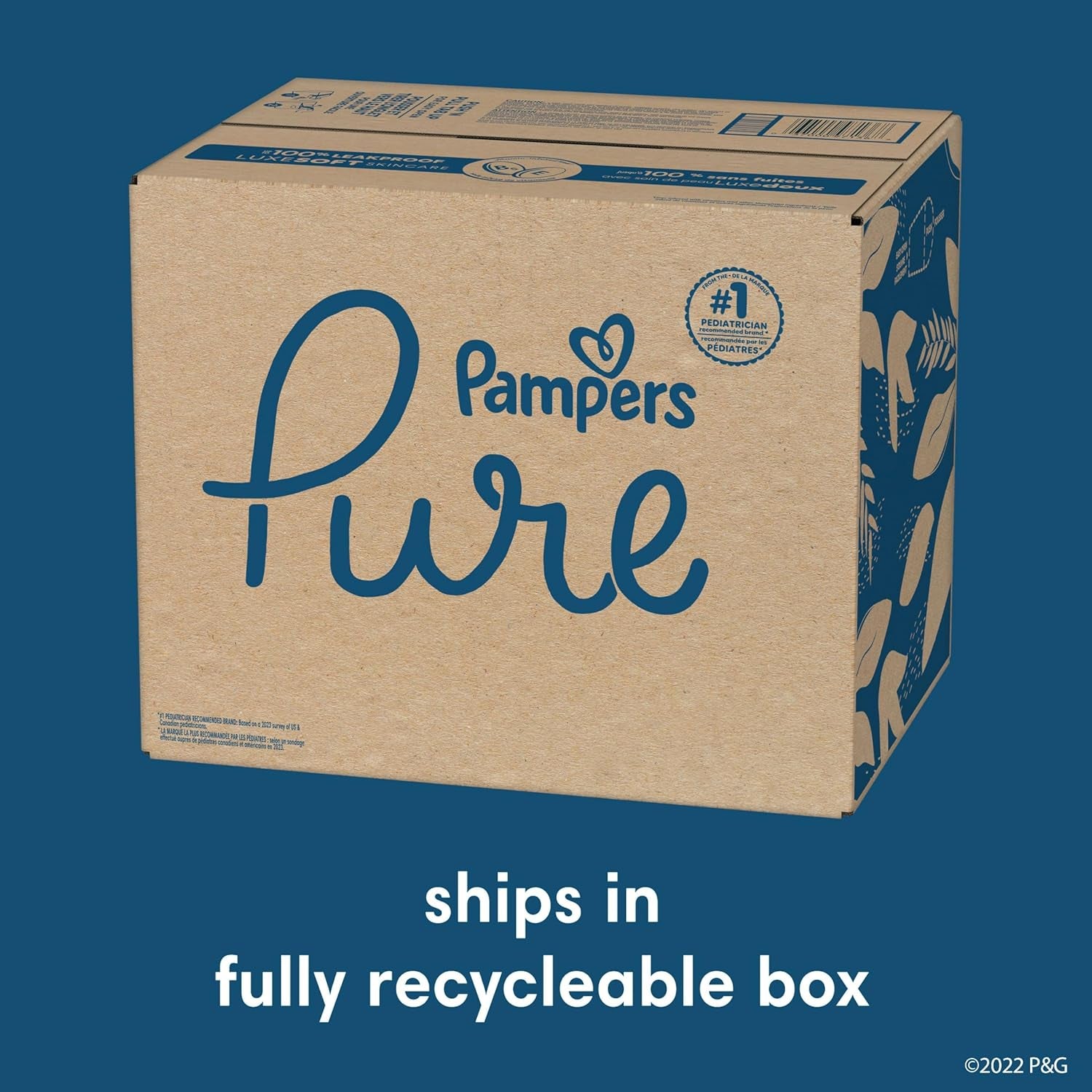 Pampers Pure Baby Diapers, Size 3 (16-28 Lbs), 168, up to 100% Leakproof, Premium Hypoallergenic Soft Diapers