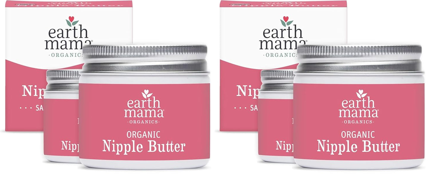 Earth Mama Organic Nipple Butter™ | Nipple Cream Safe for Breastfeeding | Postpartum Essentials for Nursing | Non Lanolin Nipple Cream, 2 Fl Oz (2-Pk) (Pack of 2)