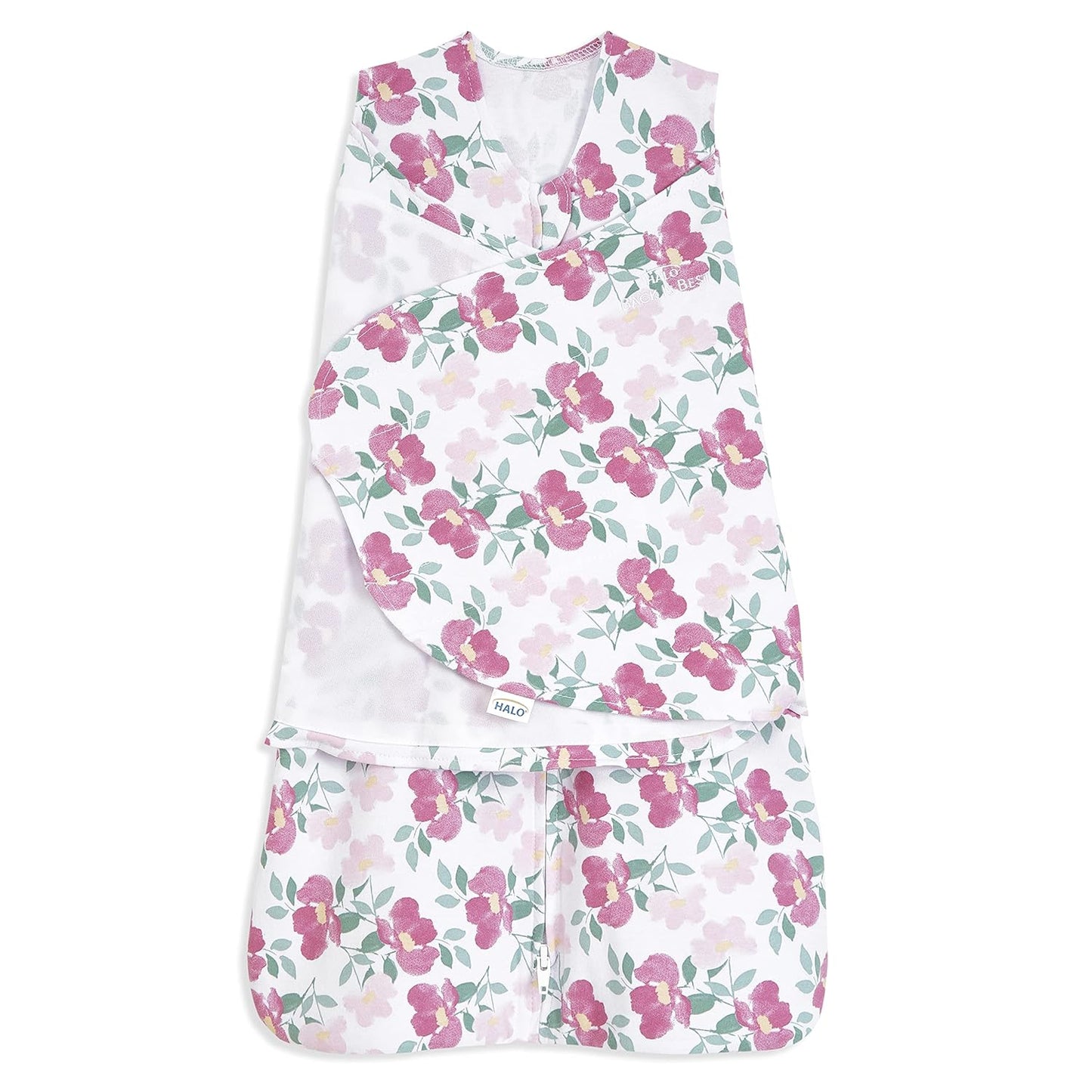 HALO 100% Cotton Sleepsack Swaddle, 3-Way Adjustable Wearable Blanket, TOG 1.5, Stems, Small, 3-6 Months