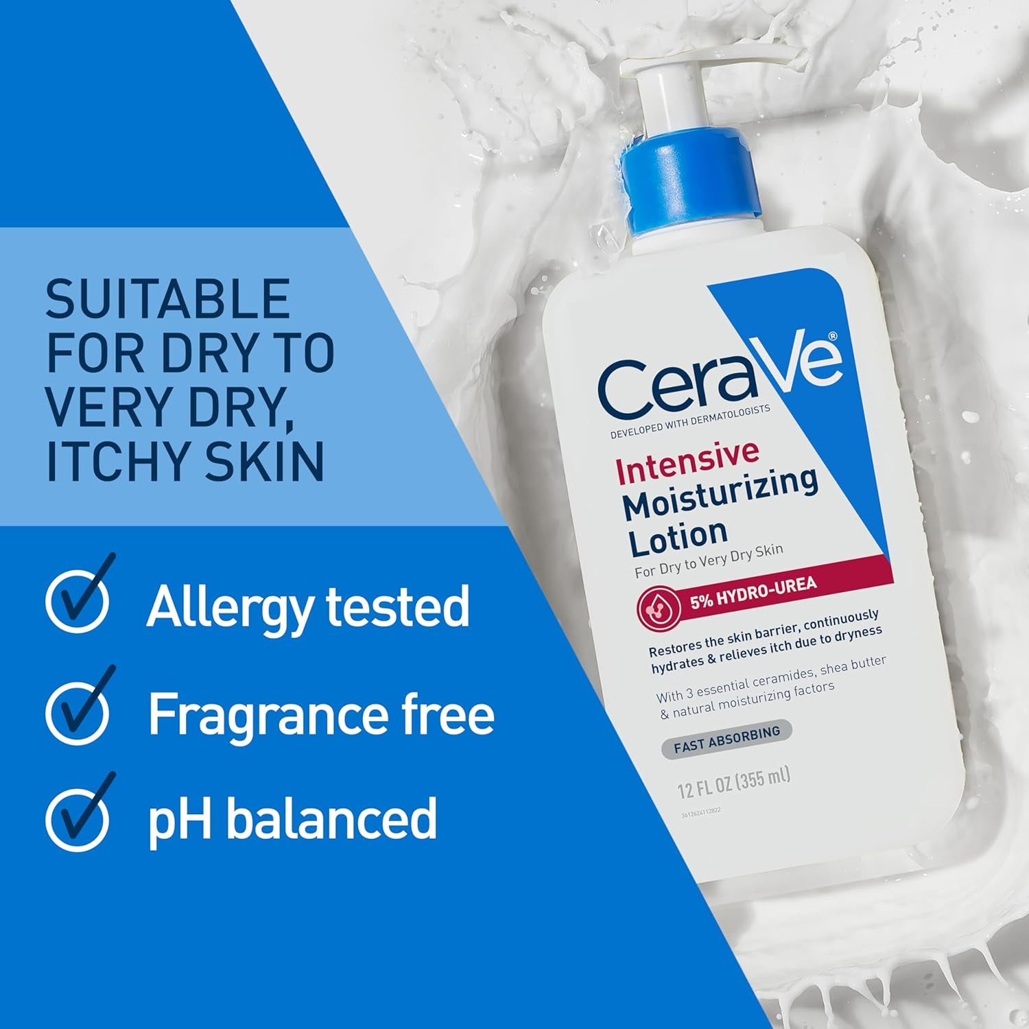 CeraVe Intensive Moisturizing Lotion Hydro-Urea Shea Butter Dry Skin 16oz
