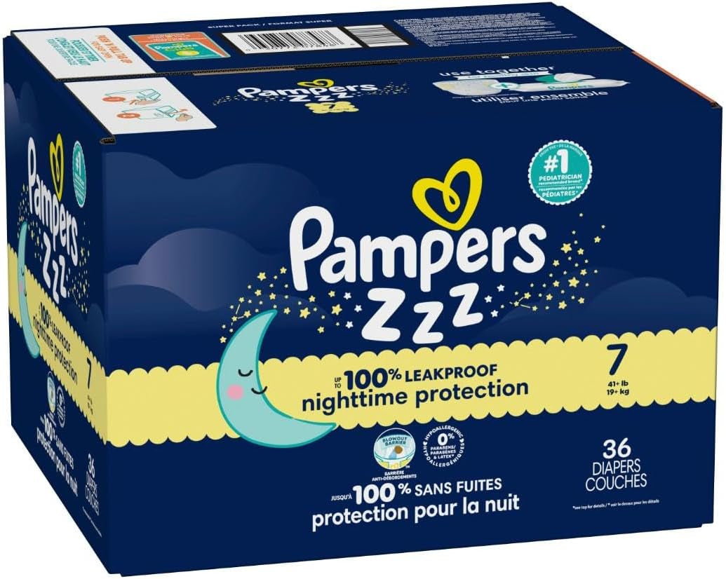 Pampers ZZZ Overnight Diapers, Size 3 (16-28 Lbs), 66 Count, Nighttime Protection Disposable Baby Diaper, Night Time Leak and Skin Protection