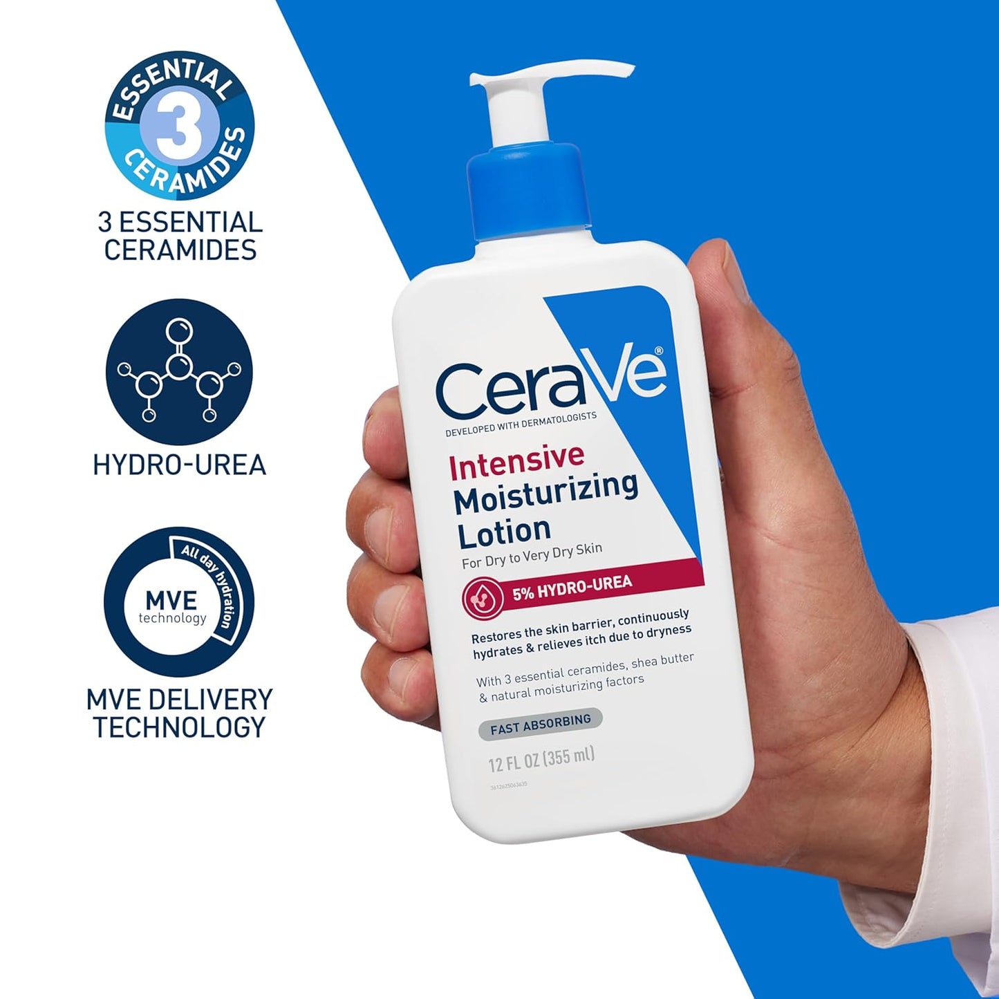 CeraVe Intensive Moisturizing Lotion Hydro-Urea Shea Butter Dry Skin 16oz