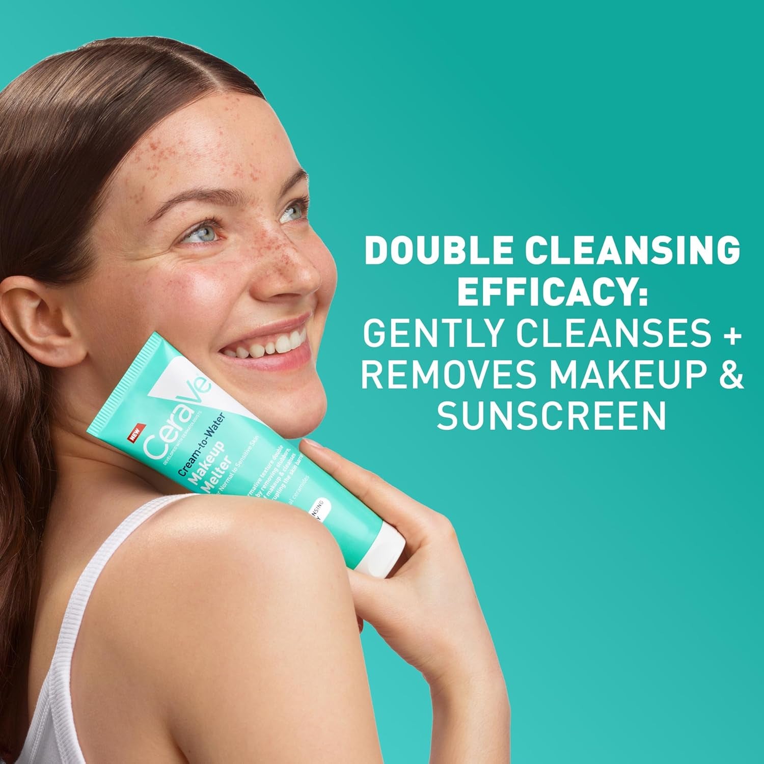 CeraVe Cream-to-Water Makeup Melter, squalane makeup melter for sensitive skin, gently cleanses and removes makeup.