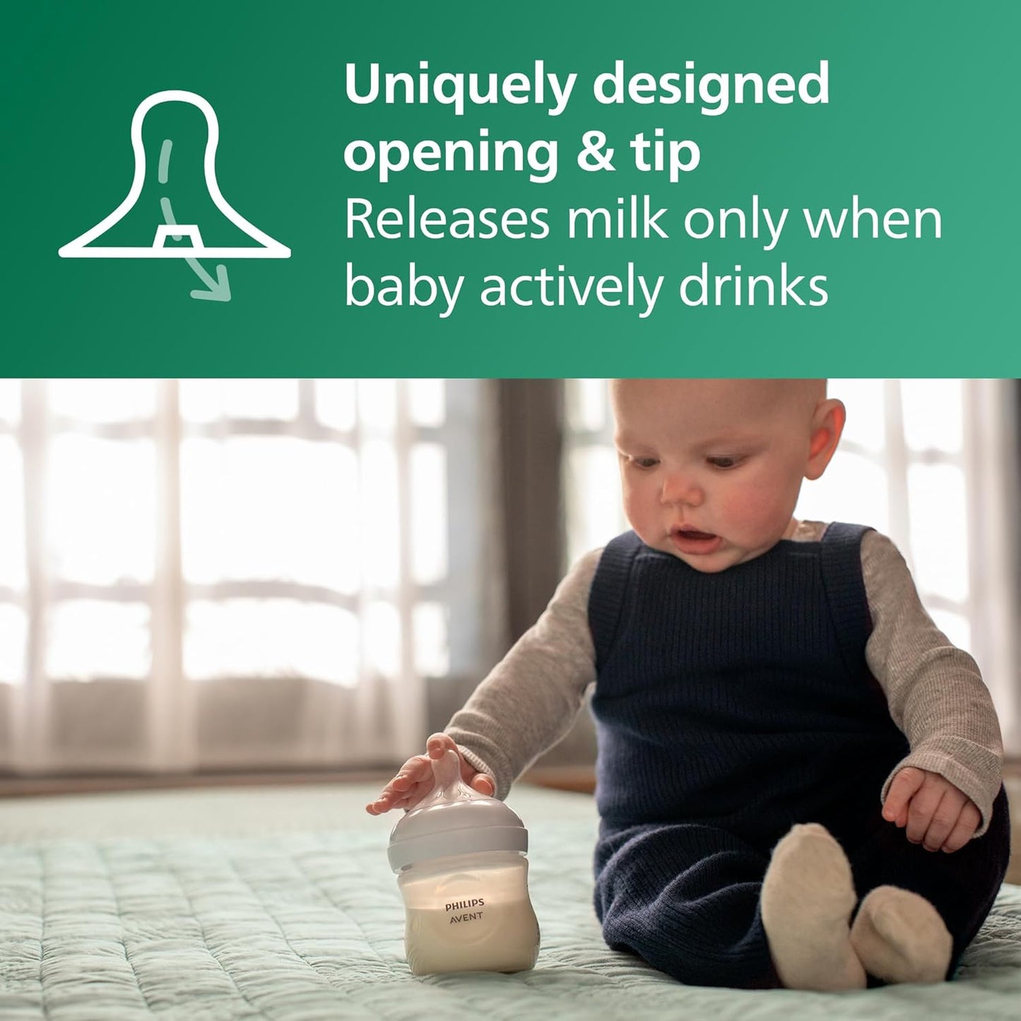 Philips Avent Natural Glass Baby Bottle with Natural Response Nipple (Medium Flow, Flow 3), 8Oz, SCY913/01