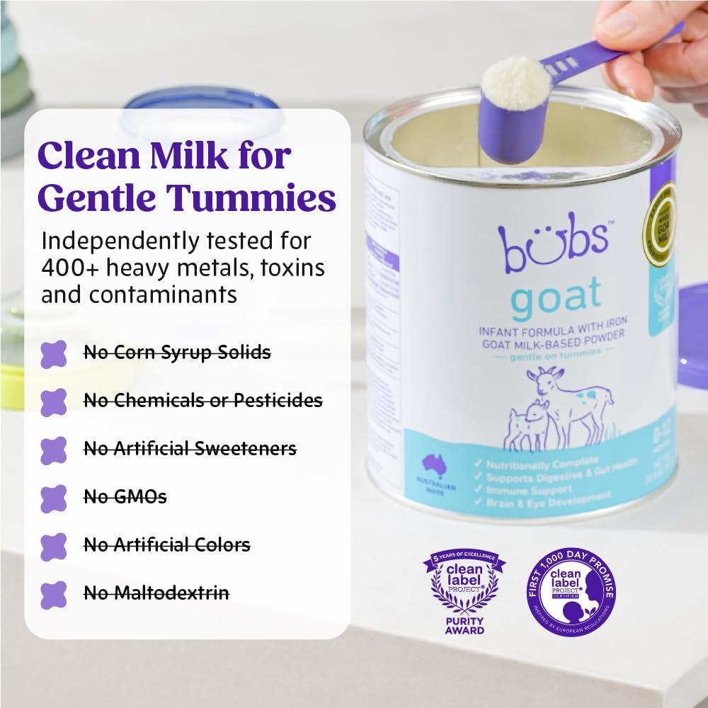 Bubs Goat Toddler Nutritional Drink, Non-Gmo Whole Goat Milk-Based Gentle Formula, for Kids 12-36 Months, 20 Oz