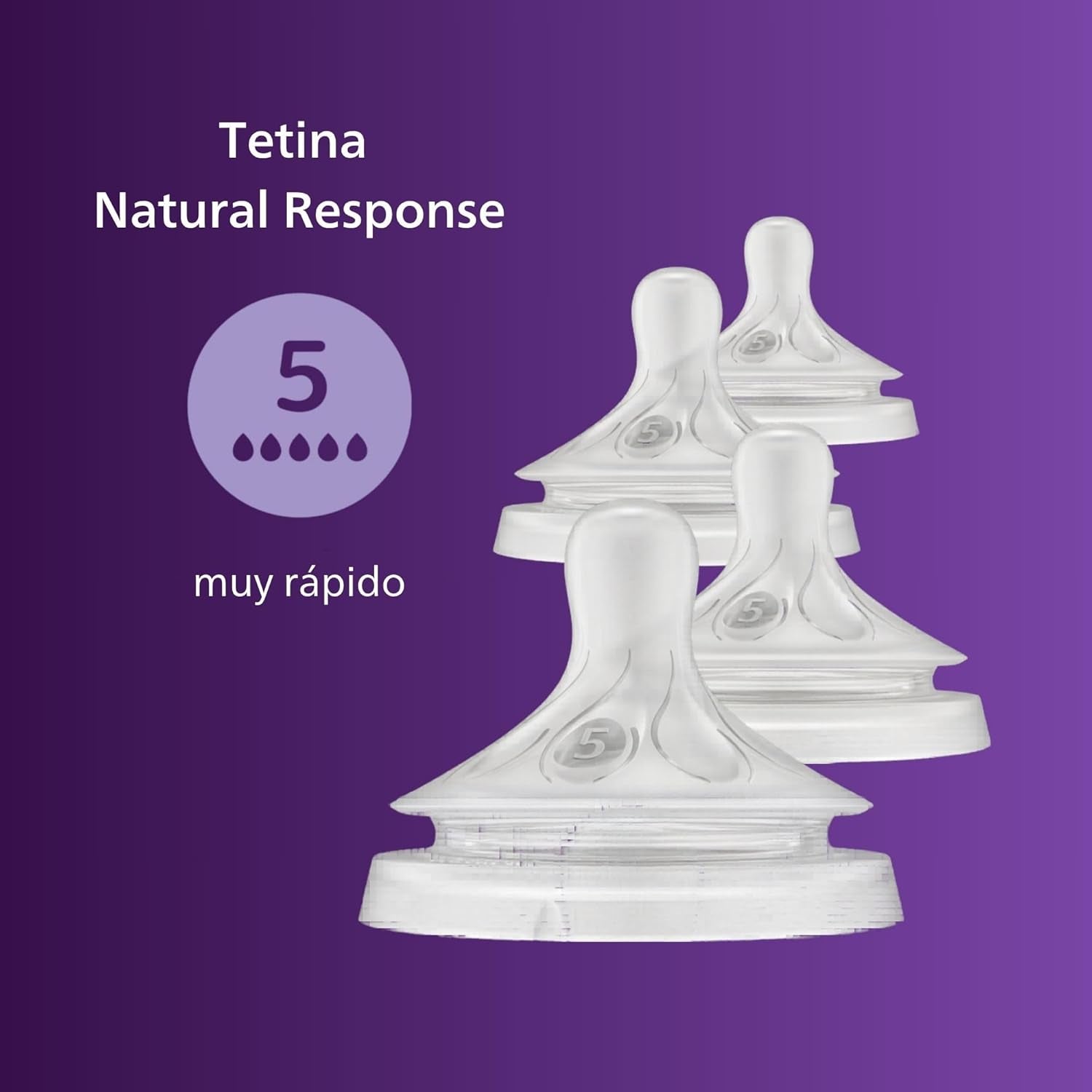 Philips Avent Natural Response Nipples, Extra Fast Flow (Flow 5), 4-Pack, SCY965/44