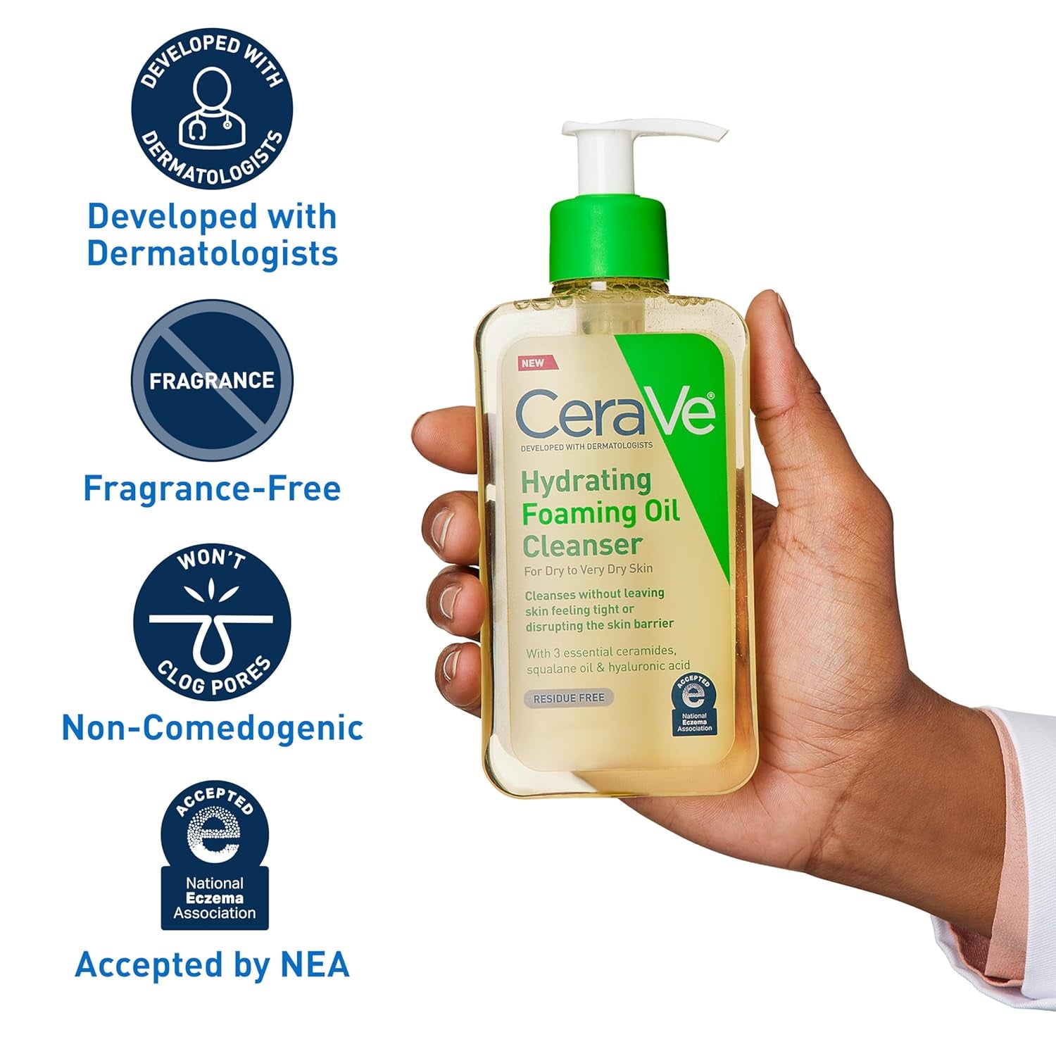 CeraVe Hydrating Foaming Oil Cleanser Squalane Face Body Wash 19 fl oz Single
