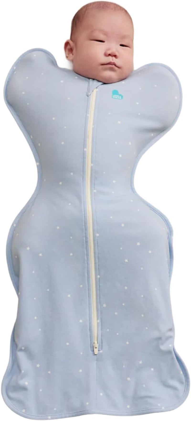 Love to Dream Swaddle up Original, Arms up Position, Light and Ultra Breathable Cotton - Wearable Blanket - 1.0 TOG - (20-24°C) Ideal for Moderate Temps, Newborn 5-8.5Lbs, Twinkle Powder Blue