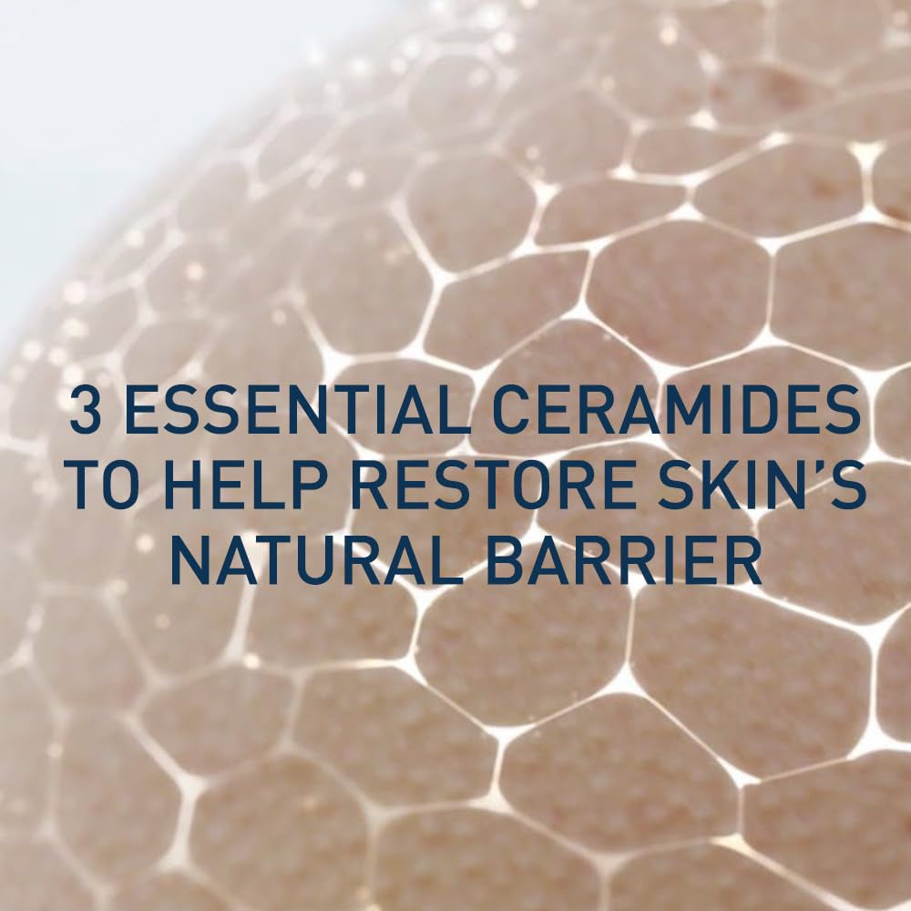 Close-up of skin texture showcasing 3 essential ceramides to help restore skin's natural barrier.