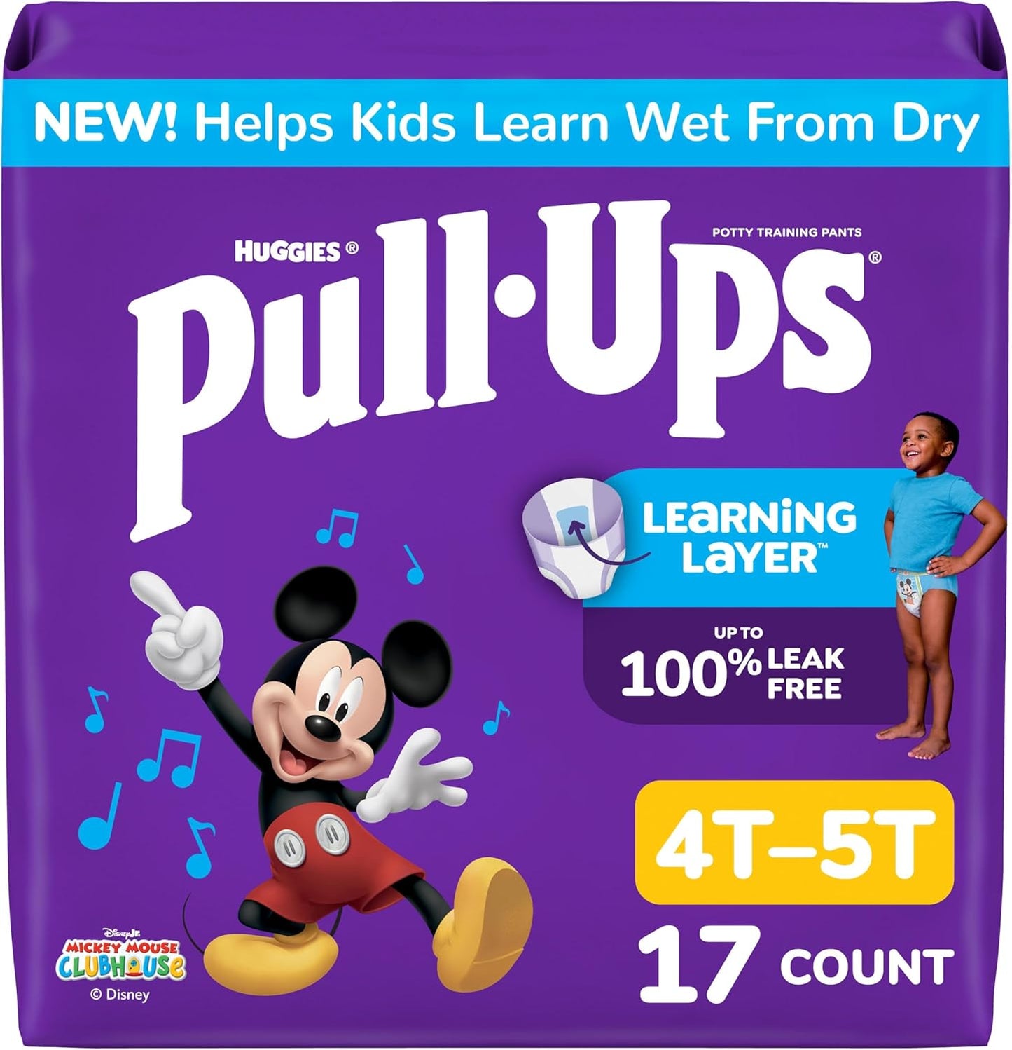 Pull-Ups Boys' Potty Training Pants, Size 4T-5T Training Underwear (38-50 Lbs), 17 Count