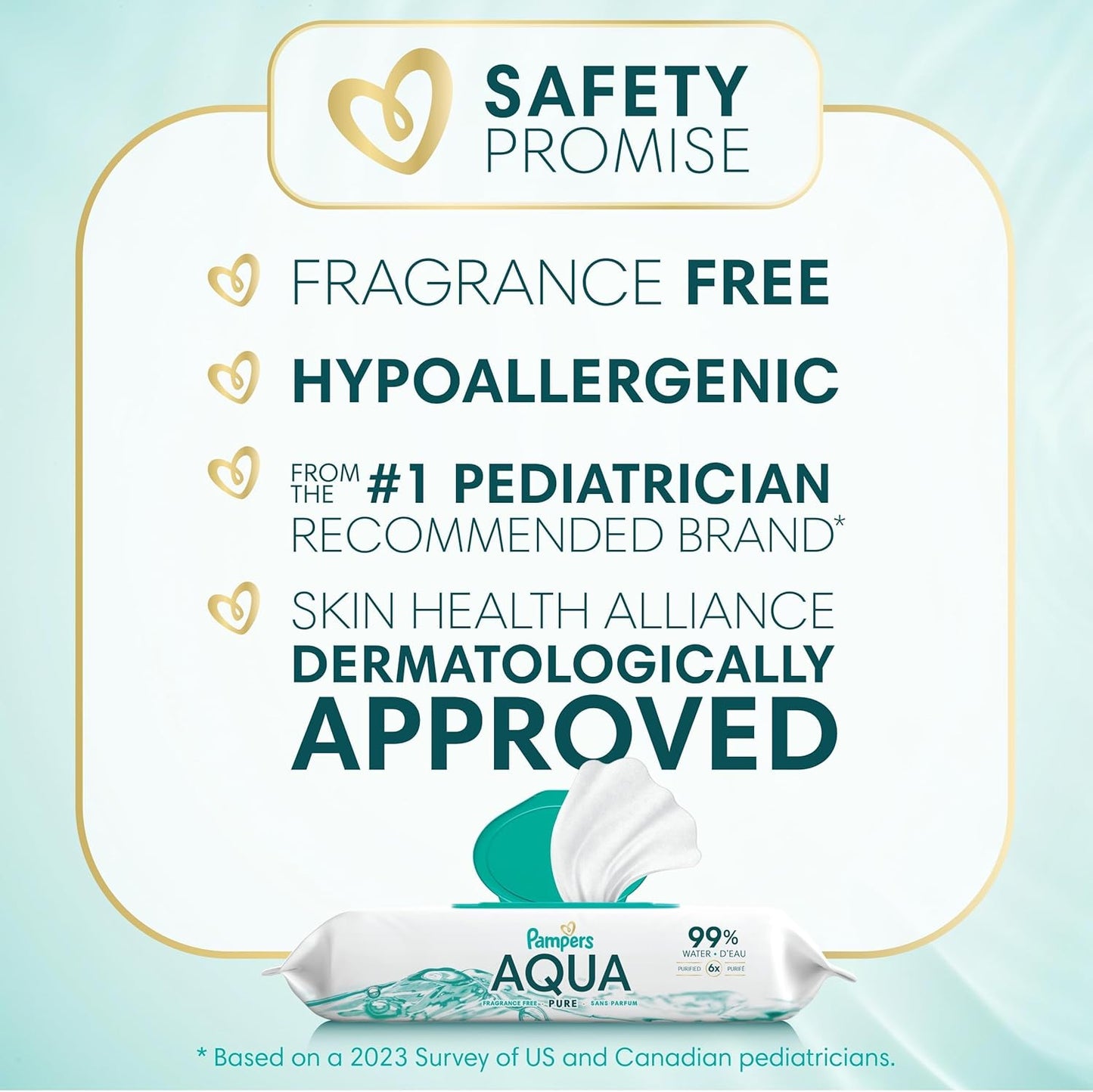 Pampers Aqua Pure Baby Wipes, 99% Water, Fragrance Free, Unscented, Water Based, Multi-Use, 336 Wipes Total (6X Flip-Top Packs) [Packaging May Vary]