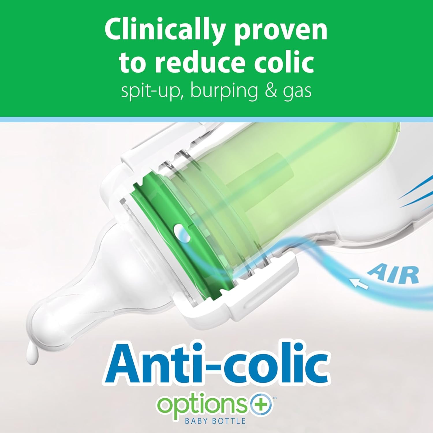 Dr. Brown'S Anti-Colic Options+ Narrow Glass Baby Bottle with Level 1 Slow Flow Nipple, Bpa-Free, 8 Oz/250 Ml, 0M+, 2-Pack (Packaging May Vary)